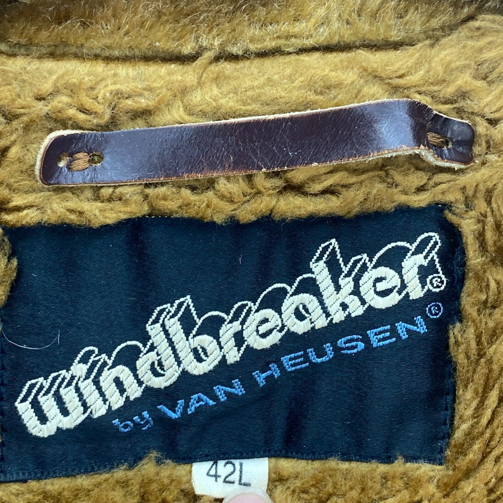Van Heusen Brown Corduroy Fur Collar Fleece Lined Jacket Size 42
