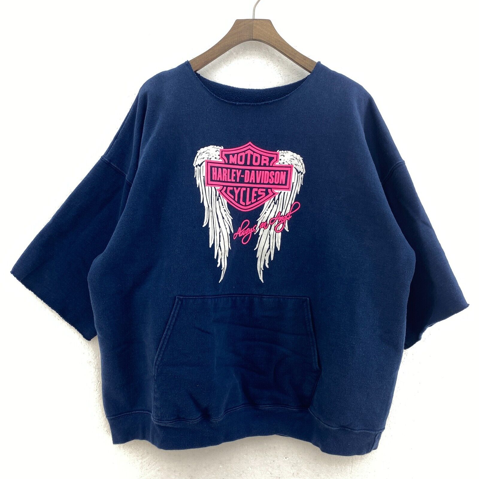 Harley Davidson Motorcycles Always An Angel Navy Blue Sweatshirt Size XL Women's
