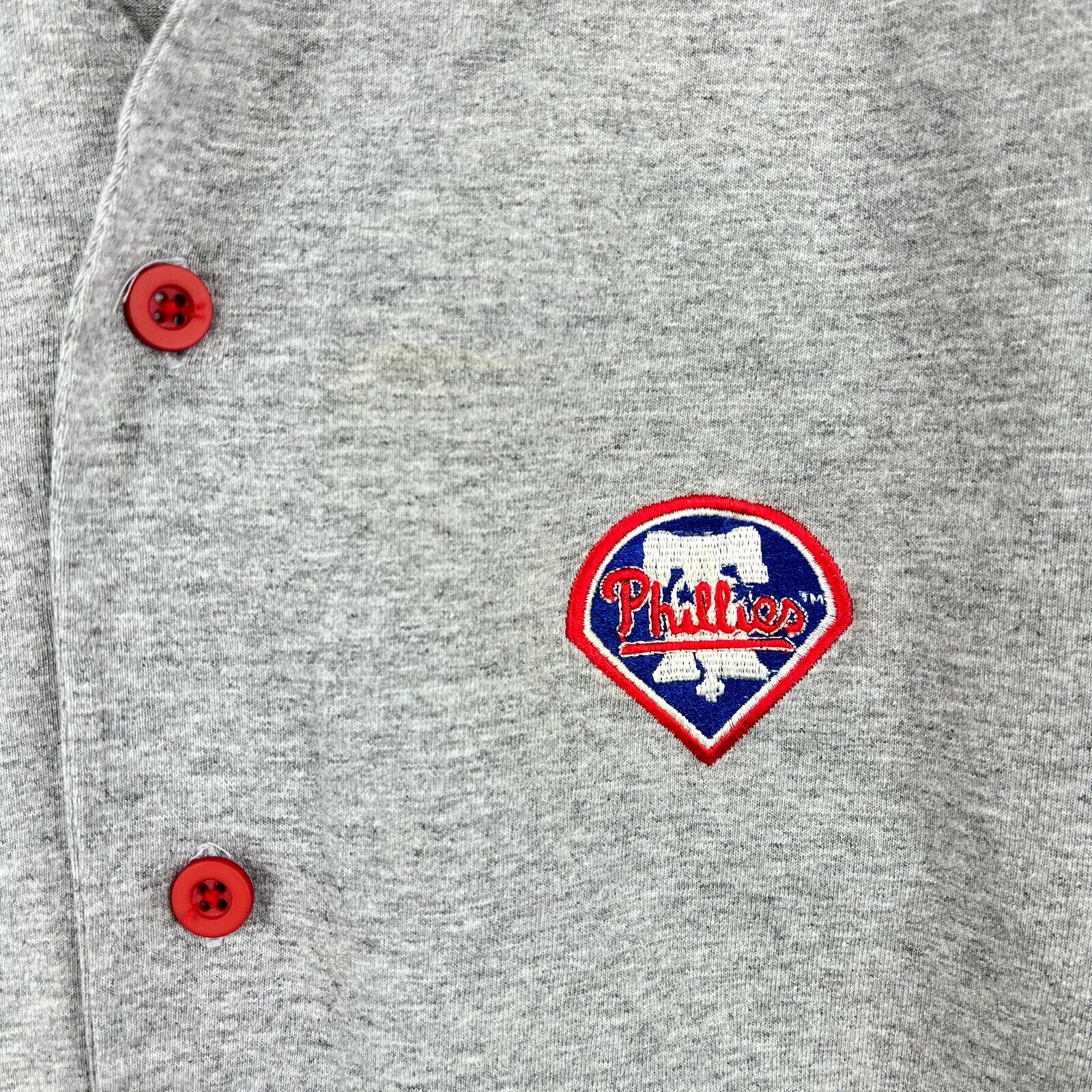 Vintage Phillies Button Up Gray Jersey Size M