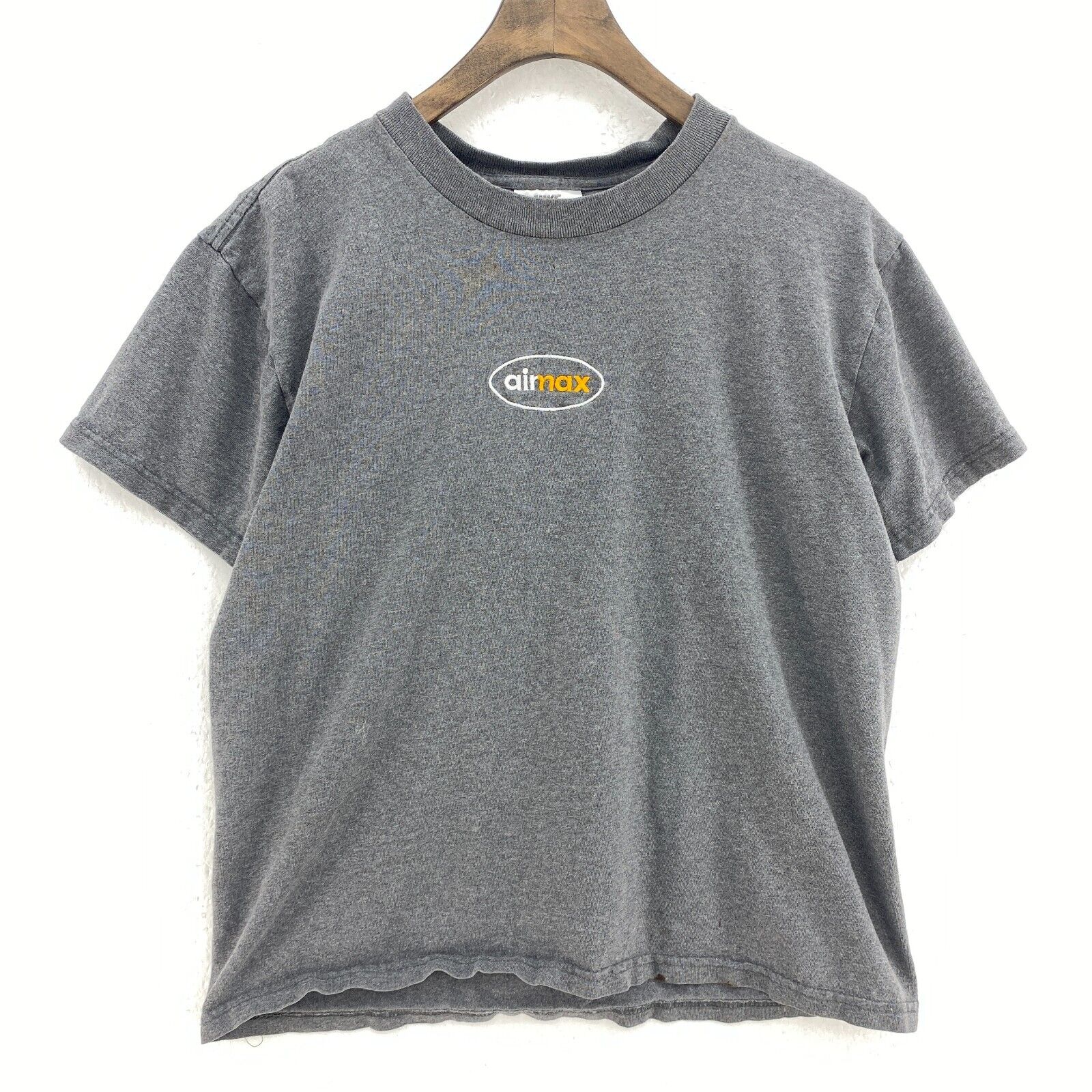 Nike Logo Air Max Embroidered Gray T-shirt Size M Women's