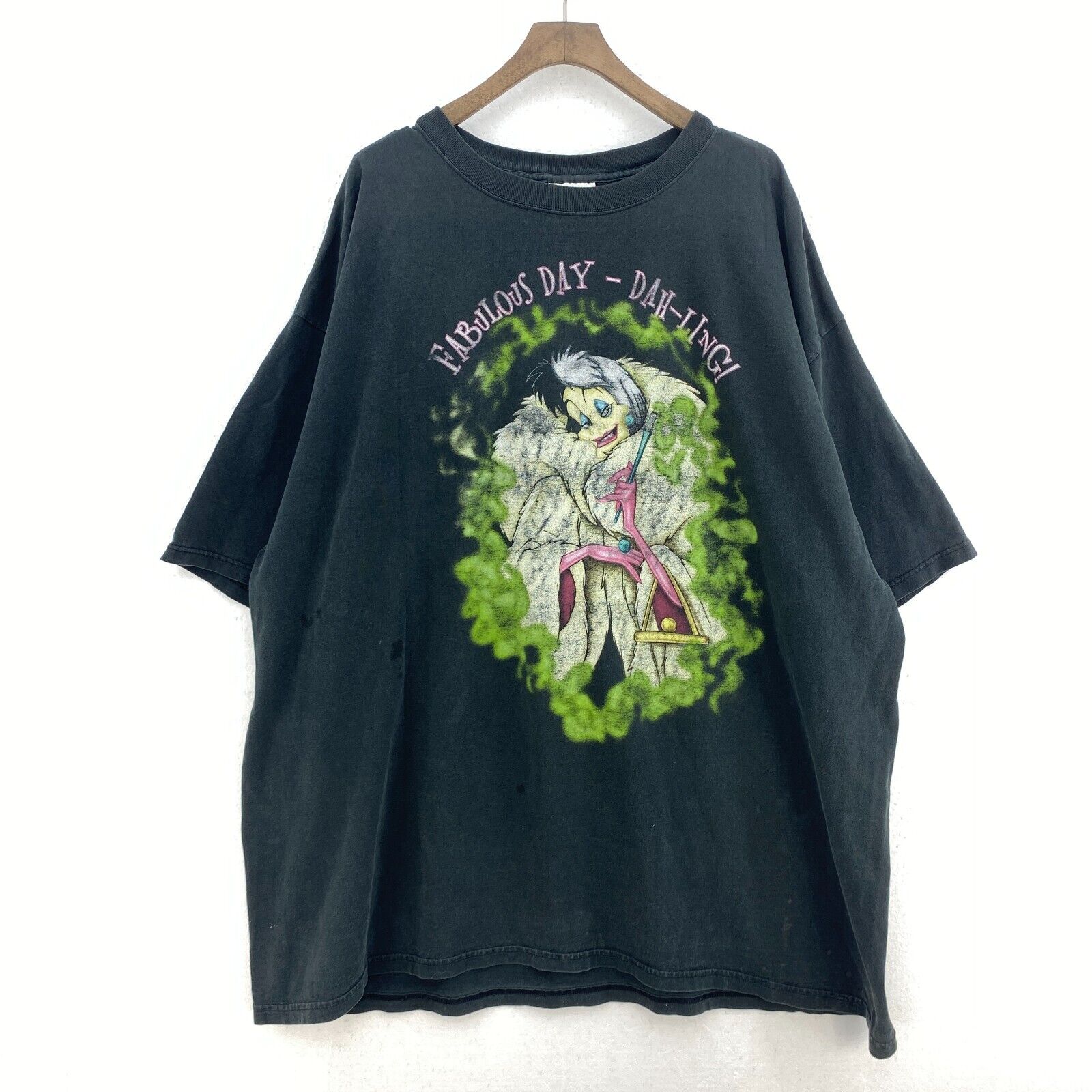 Disney Villans Fabulous Day Dahling Cruella Get To Bed Black T-shirt Size XXL