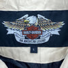 Harley Davidson Metal Logo Full Zip Beige Puffer Jacket Size L
