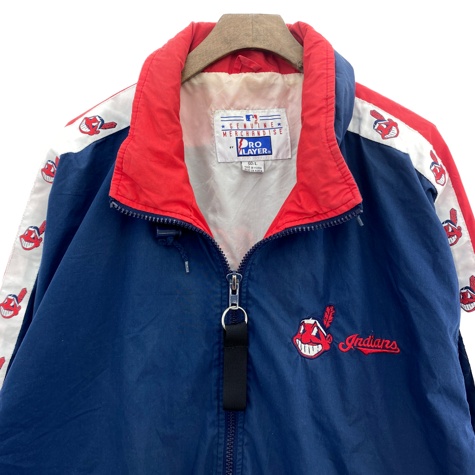 Vintage Cleveland Indians MLB Full Zip Navy Blue Light Jacket Size L