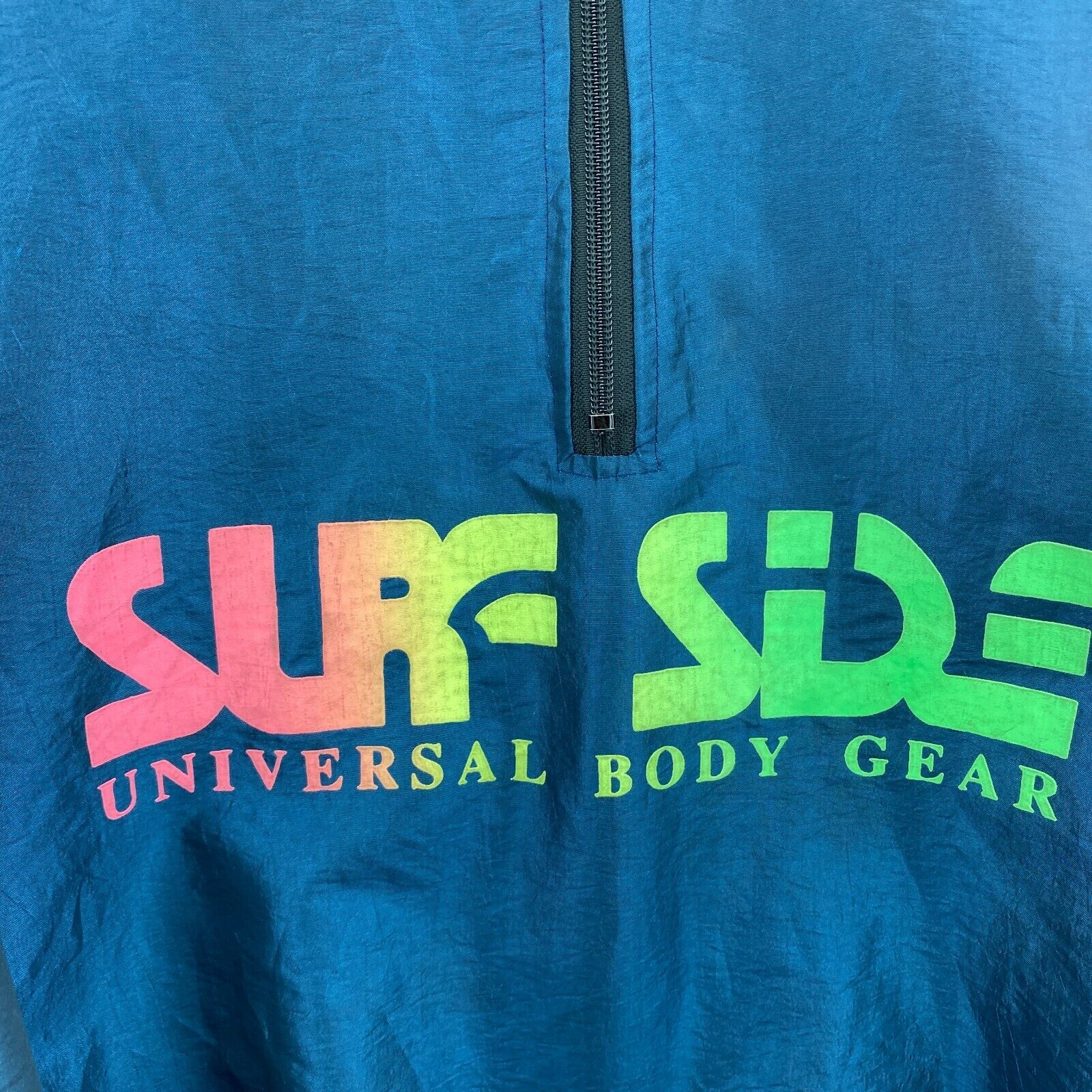 Surf Style Quarter Zip Windbreaker Pullover Jacket Size XL Blue