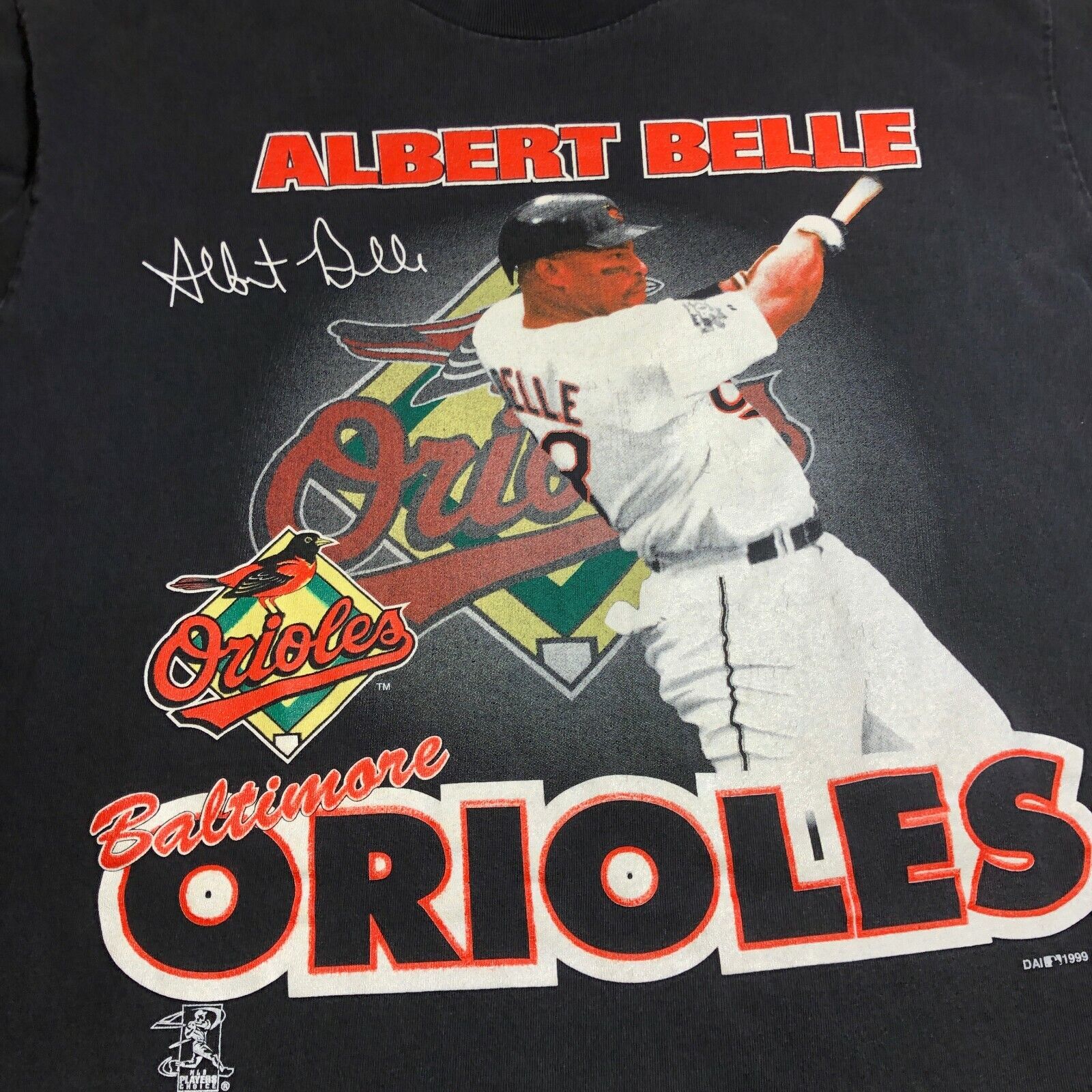 1999 Albert Belle Orioles Baltimore Orioles MLB T-shirt Size L Single Stitch
