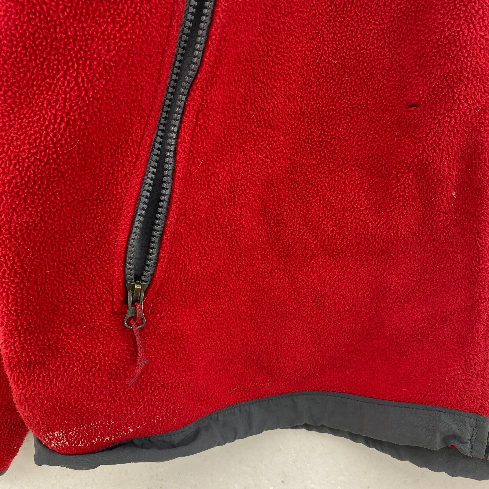 The North Face Logo Full Zip Red Gray Fleece Jacket Size XL