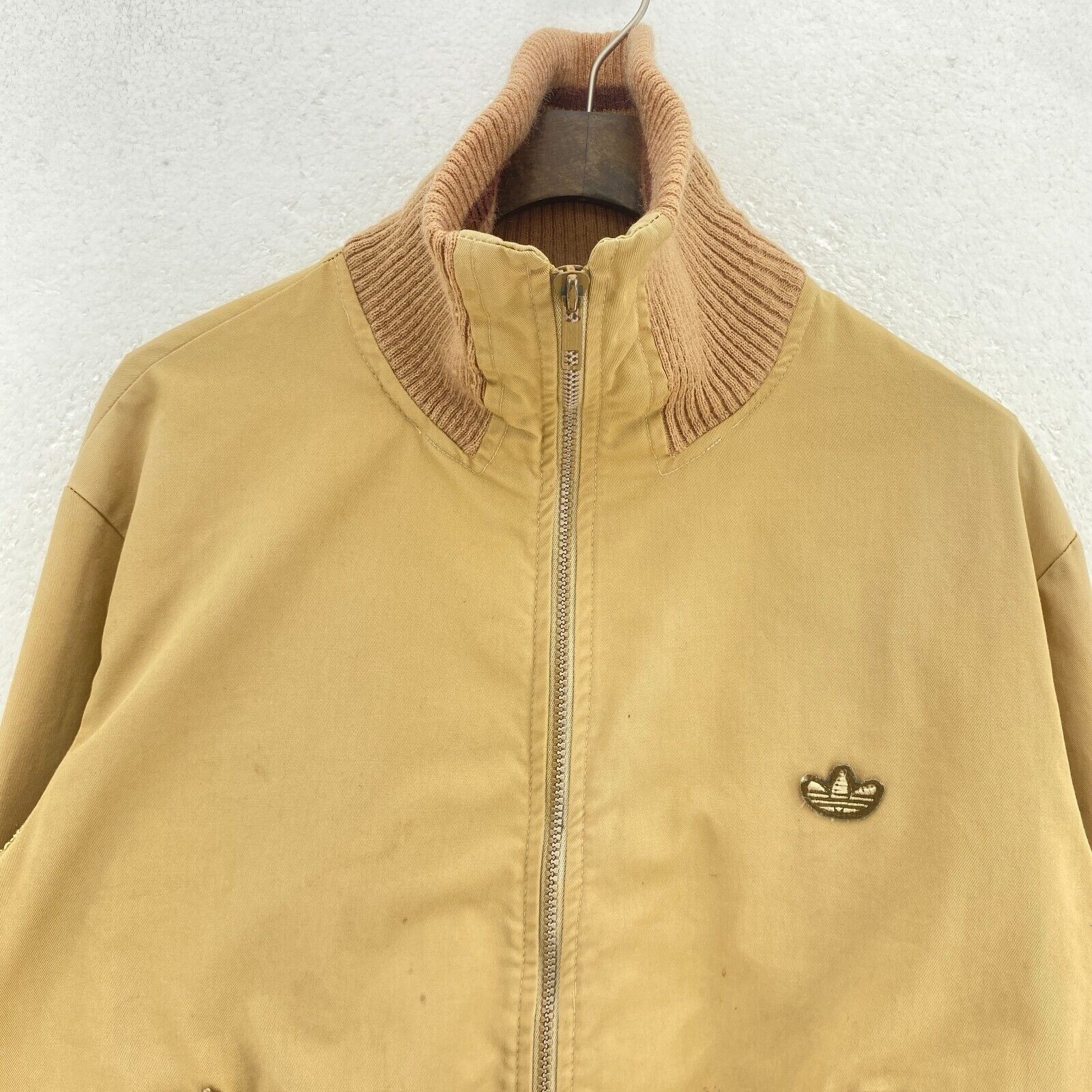 Vintage Adidas Full Zip Bomber Beige Jacket Size M