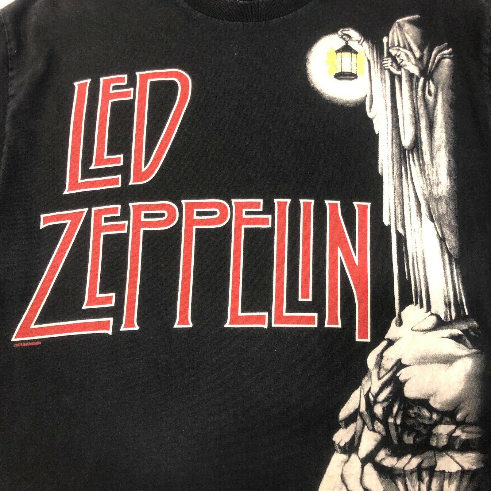 Led Zeppelin Stairway To Heaven Vintage Liquid Blue Black T-shirt Size M Rock