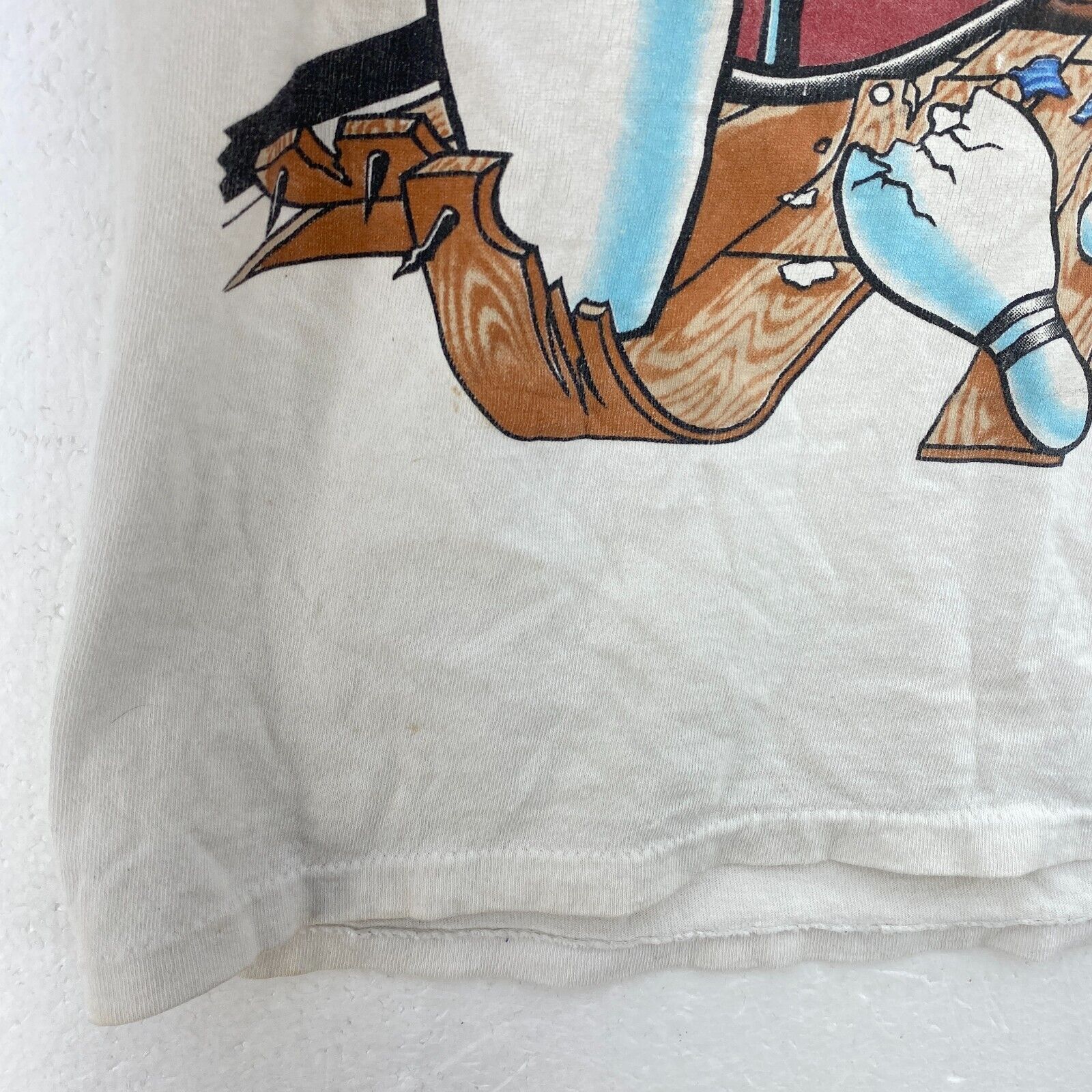 Tasmanian Devil Bowling 1995 Front and Back Print T-shirt Size L White