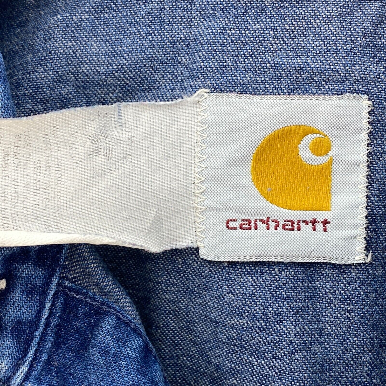 Vintage Carhartt Double Pocket Medium Wash Blue Denim Shirt Size M