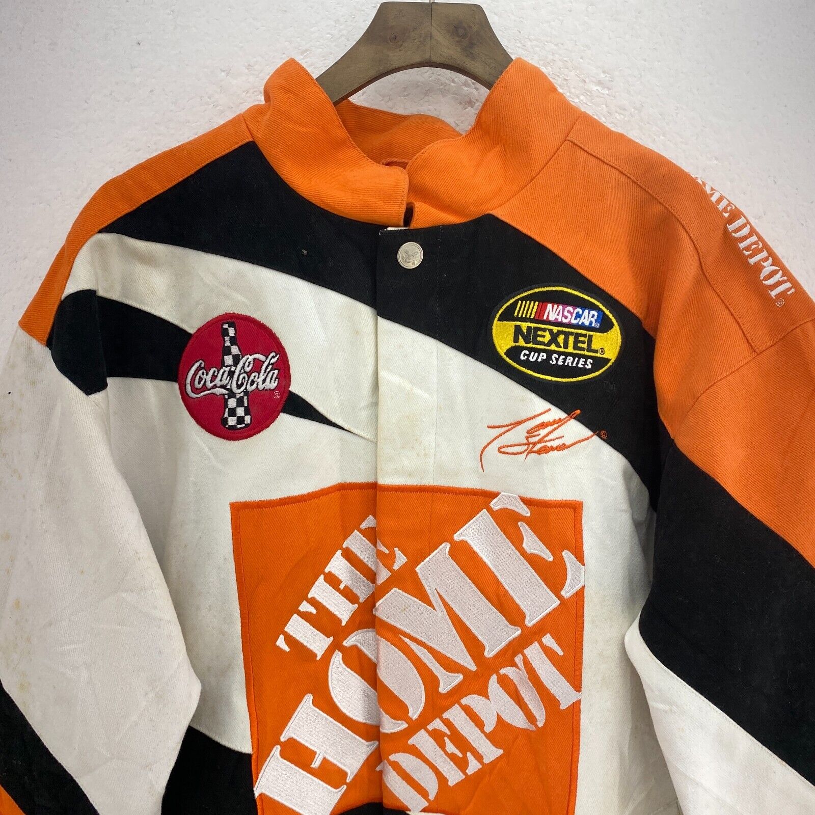 Chase Nascar The Home Depot Nextel Cup Series Racing Snap Jacket Size M Orange