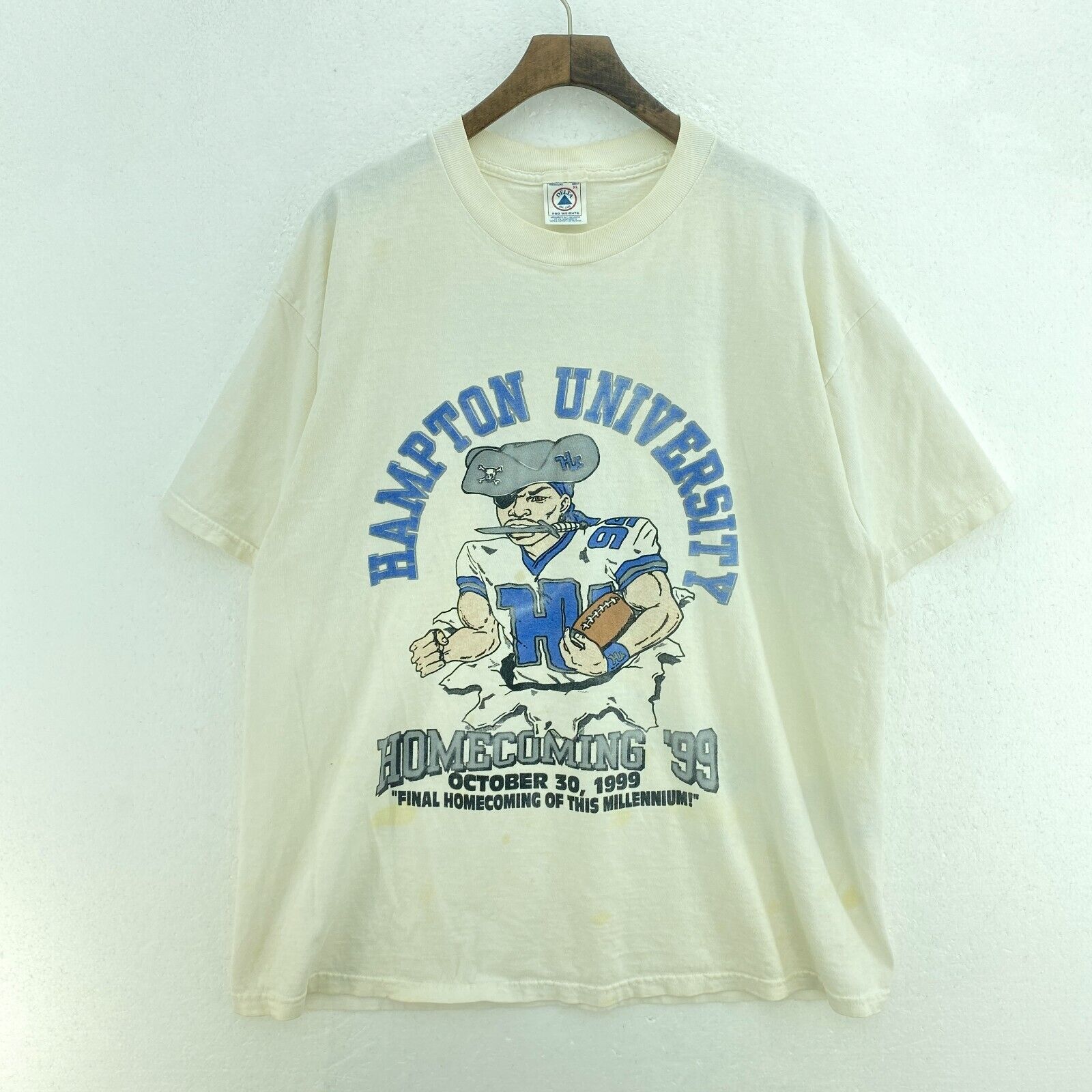 Hampton University Home Coming 99 Football White T-shirt Size XL Tee