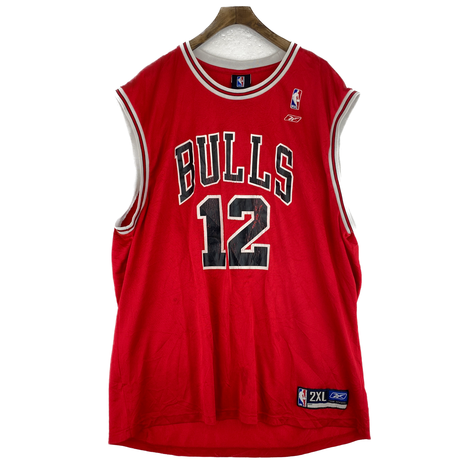 Vintage Reebok Chicago Bulls NBA #12 Kirk Hinrich Sleeveless Red Jersey Size 2XL