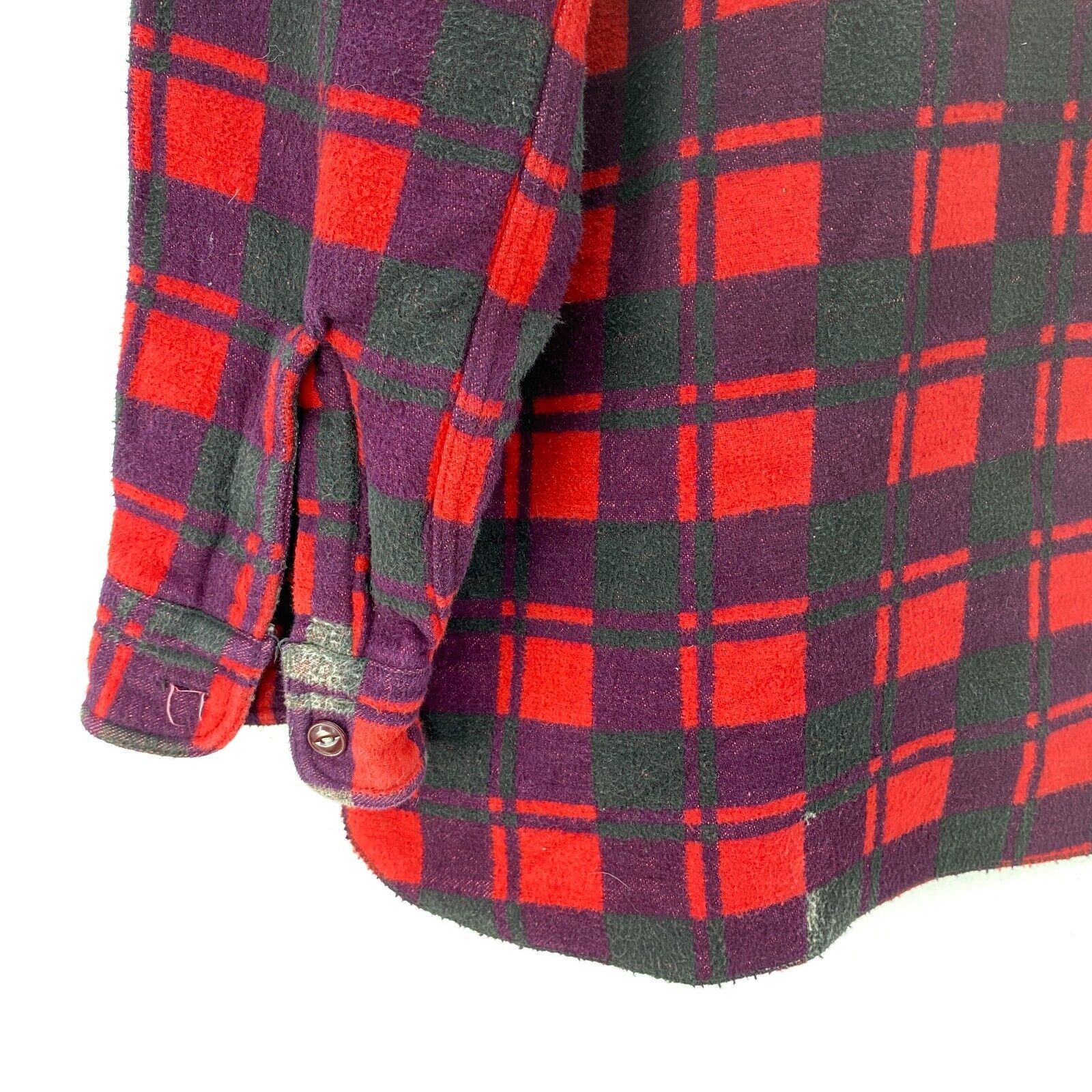 Vintage Champion Red Flannel Button Up Shirt Jacket Size M