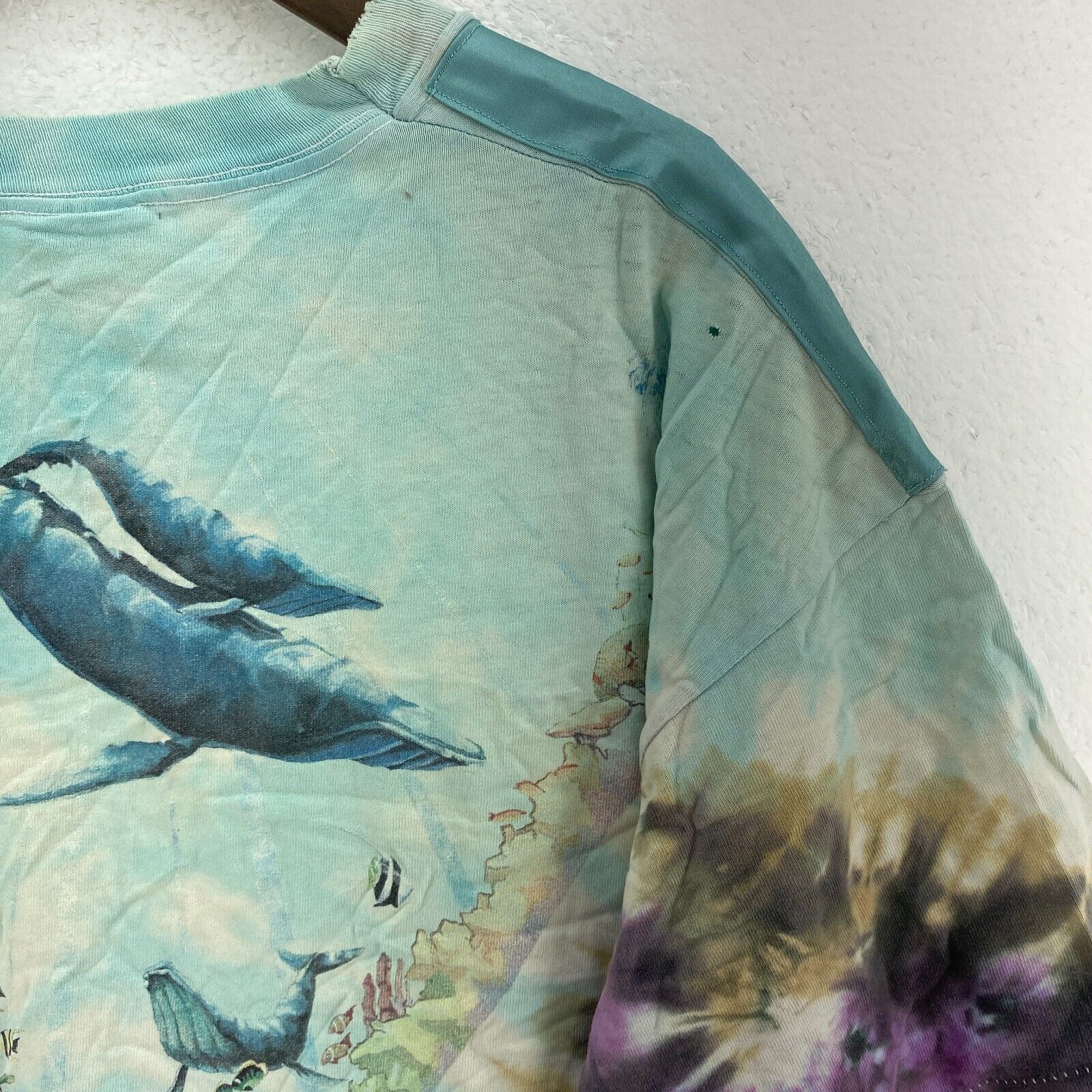 Vintage Liquid Blue Blue Tie Dye Sea Animals T-shirt Size XL Tee