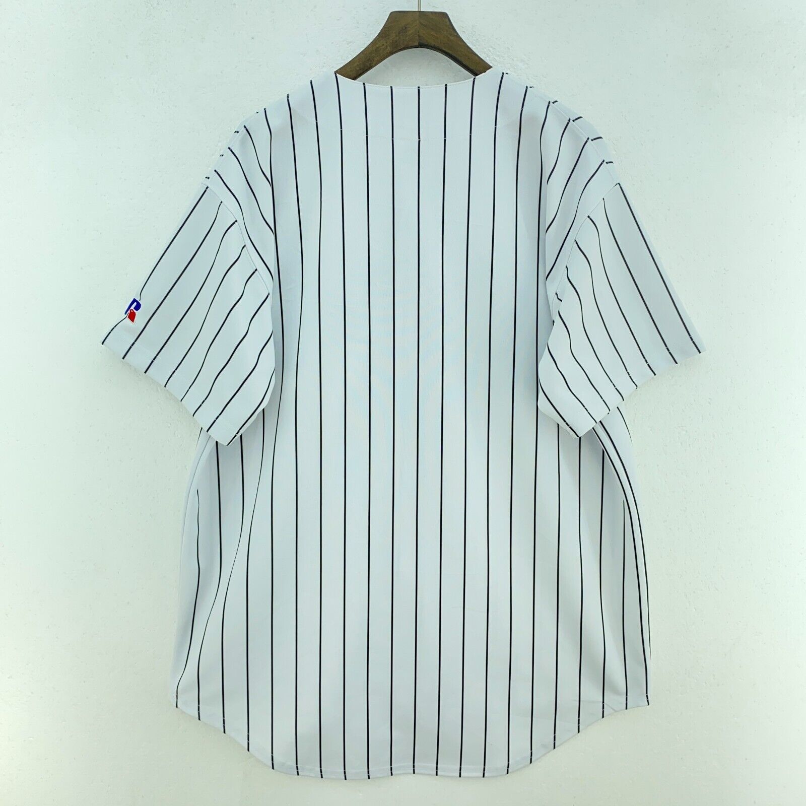 Russell Athlethic Pin Stripe White Button Up Florida Marlins MLB Jersey Size M