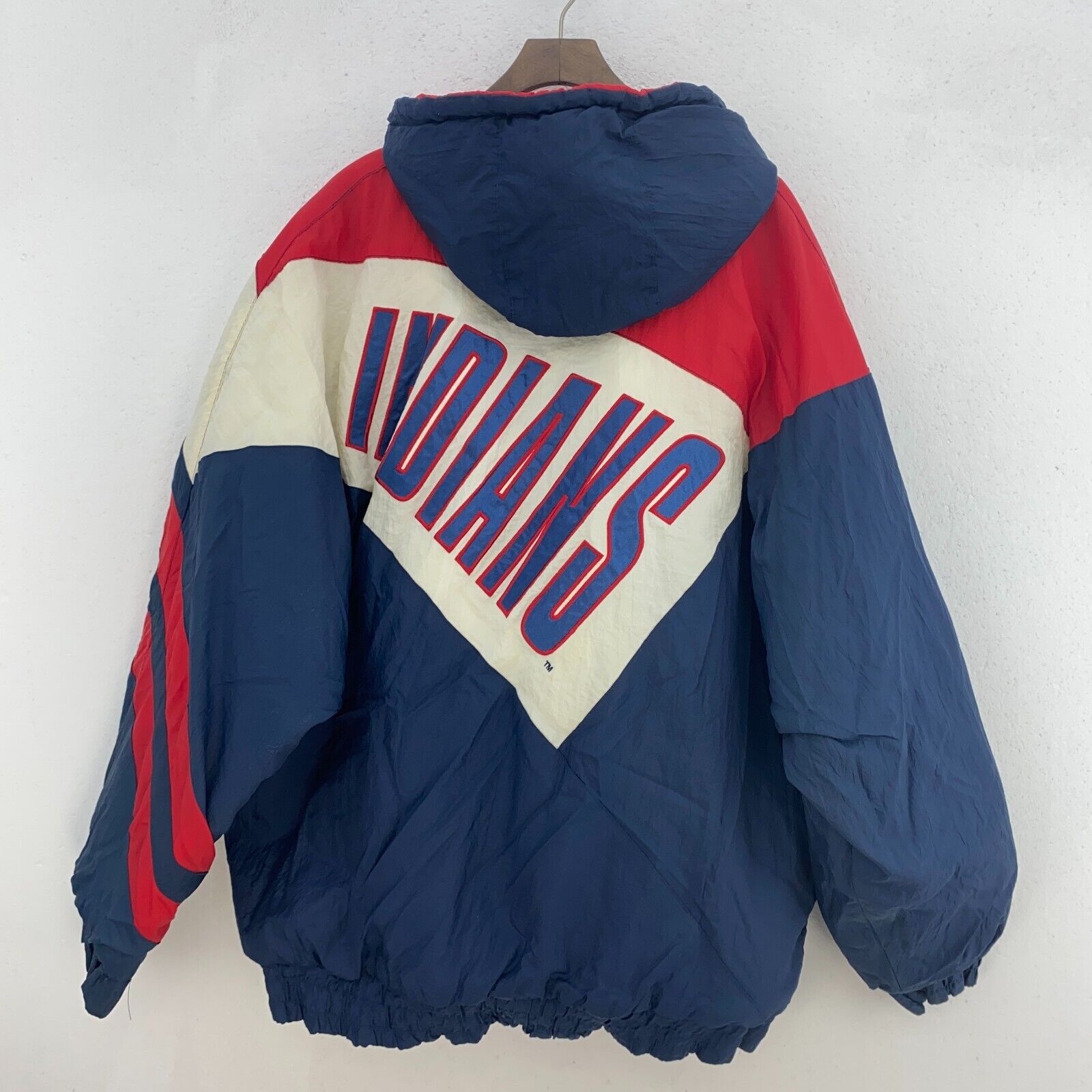 Cleveland Indians MLB Navy Blue Full Zip Insulated Jacket Size L Hooded