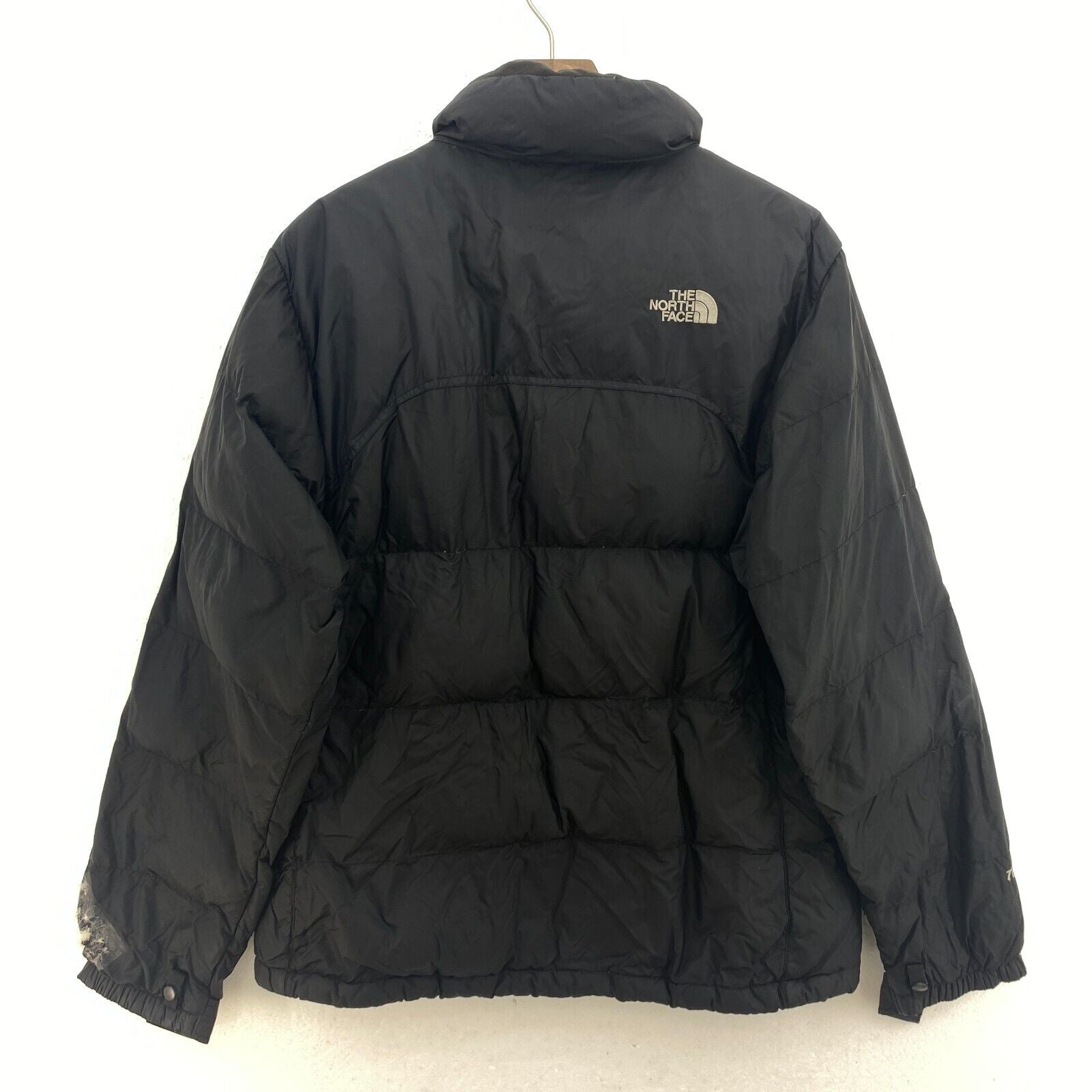 The North Face Women's Goose Down Full Zip Black Puffer Size L Nuptse 700
