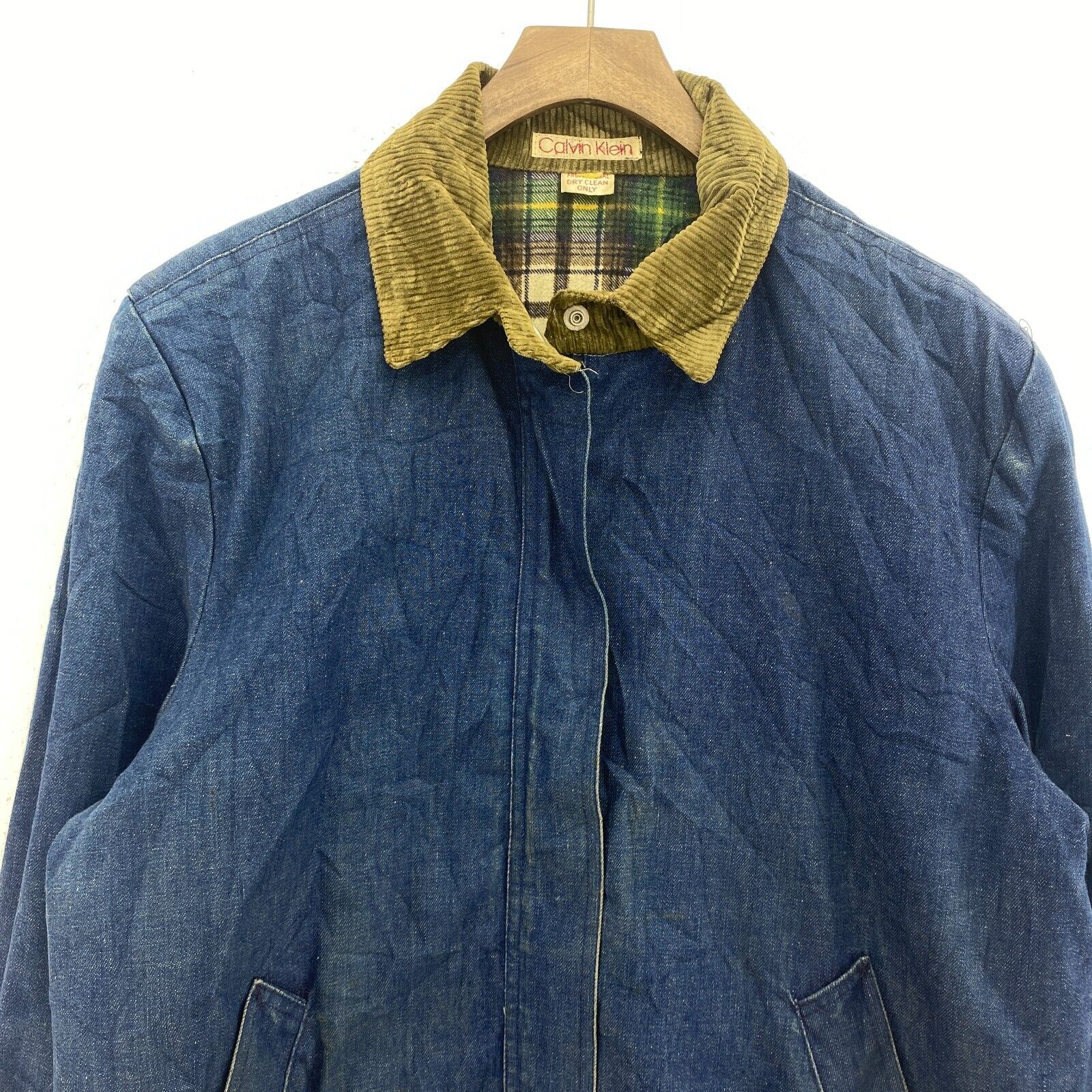 Calvin Klein Denim Full Zip Corduroy Collar Jacket Size M