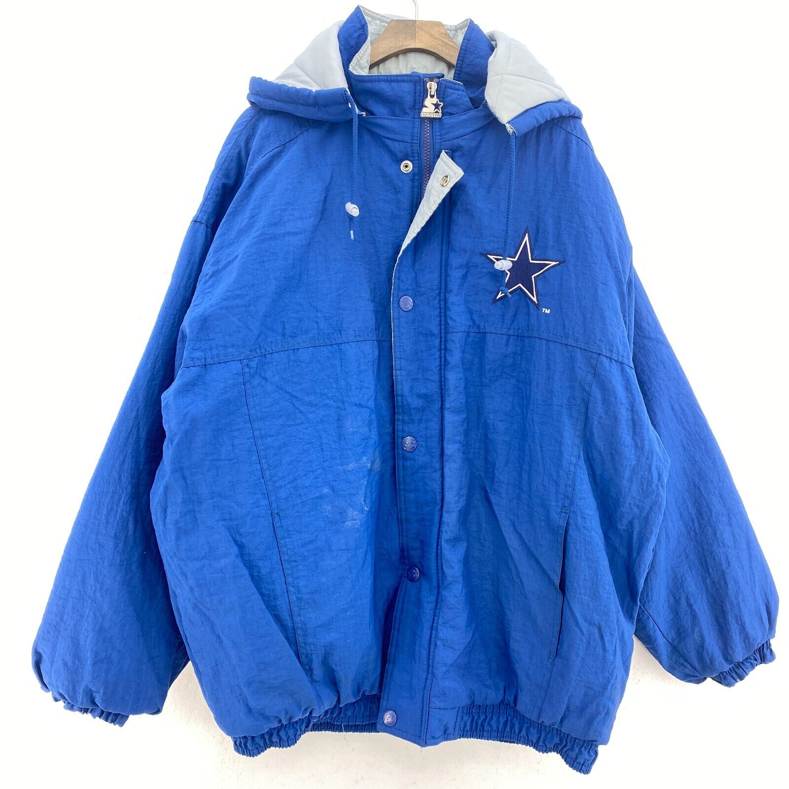 Starter Dallas Cowboys NFL Full Zip Blue Insulated Hooded Jacket Size L