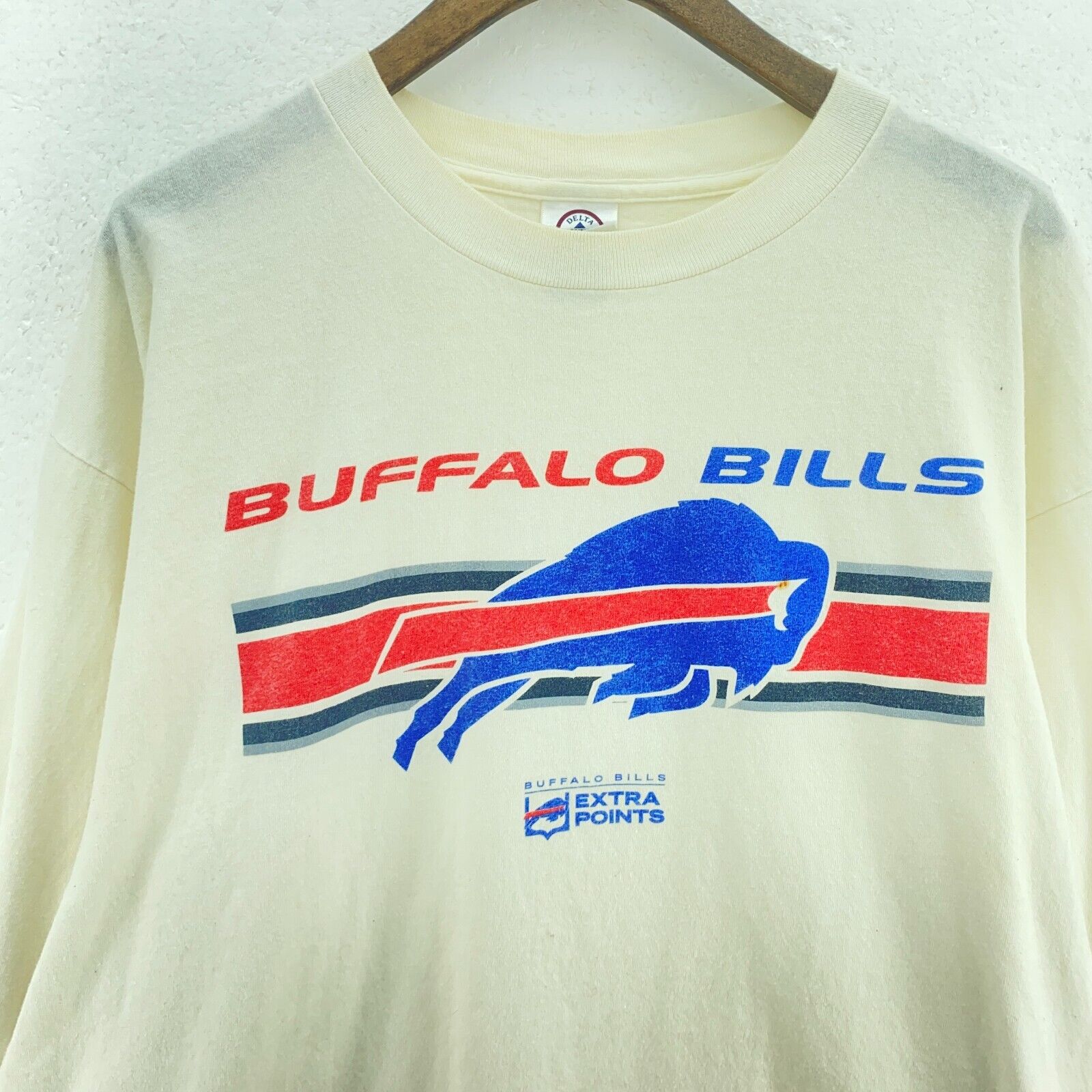 Buffalo Bills Logo Football Team NFL White T-shirt Long Sleeve Size XL