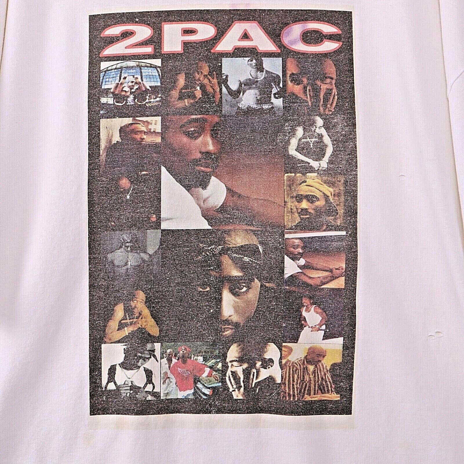 2Pac Tupac Shakur Hip Hop Rap T-Shirt White Size 4XL