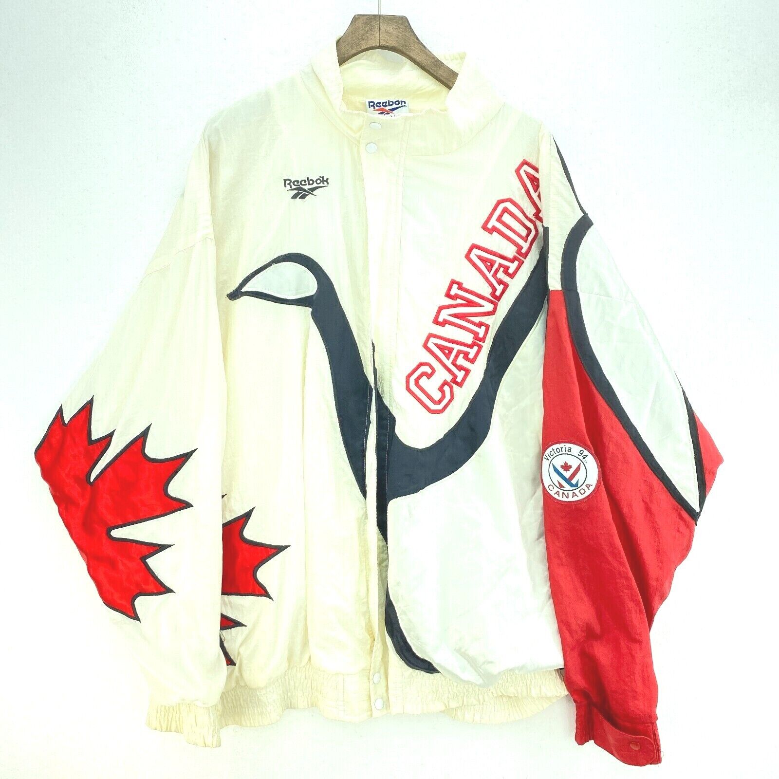1994 Victoria Canada Commonwealth Games White Satin Light Jacket Size XXL