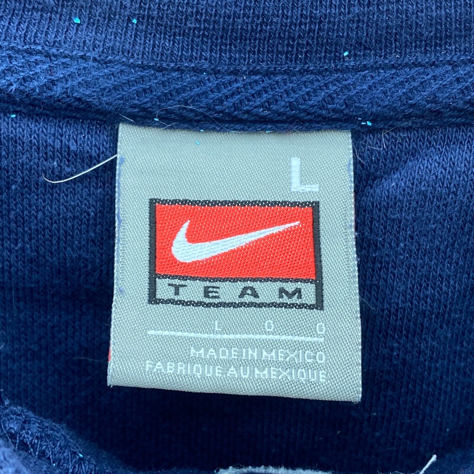 Nike Middle Swoosh Logo Crew Neck Faded Navy Blue Sweatshirt Size L