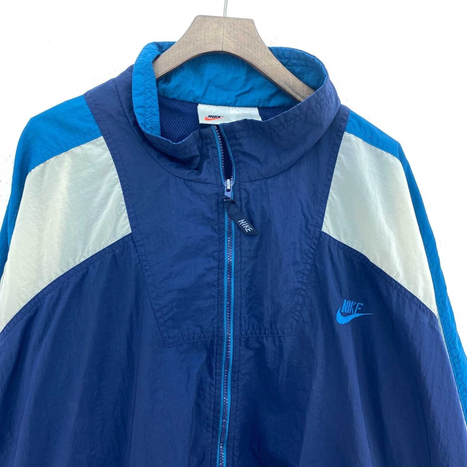 Nike Logo Vintage Full Zip Lightweight Windbreaker Navy Blue Jacket Size XXL