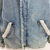 Vintage Sherpa Lined Full Zip Acid Wash Blue Denim Jacket Size M