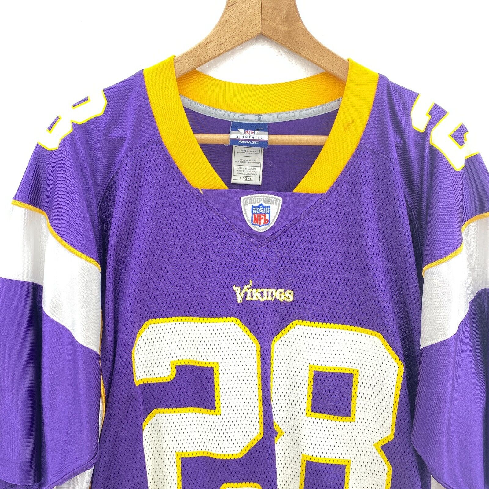 #28 Adrian Peterson Minnesota Vikings Reebok Purple Jersey Size L NFL