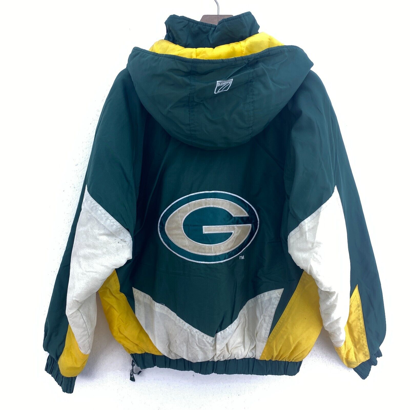 Green Bay Packers NFL Hooded Logo 7 Insulated Quarter Zip Green Jacket Size XL