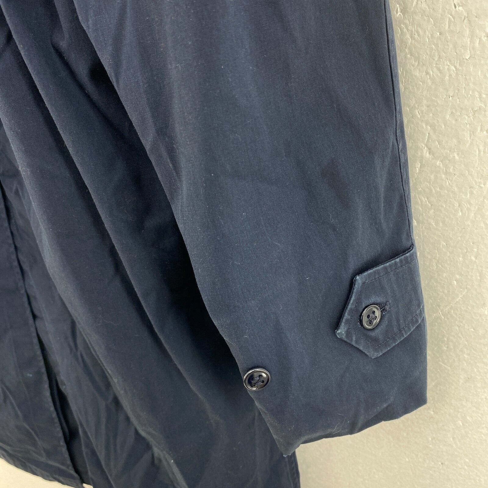 Vintage Military Fleece Lined Army Trench Coat Navy Blue Size L