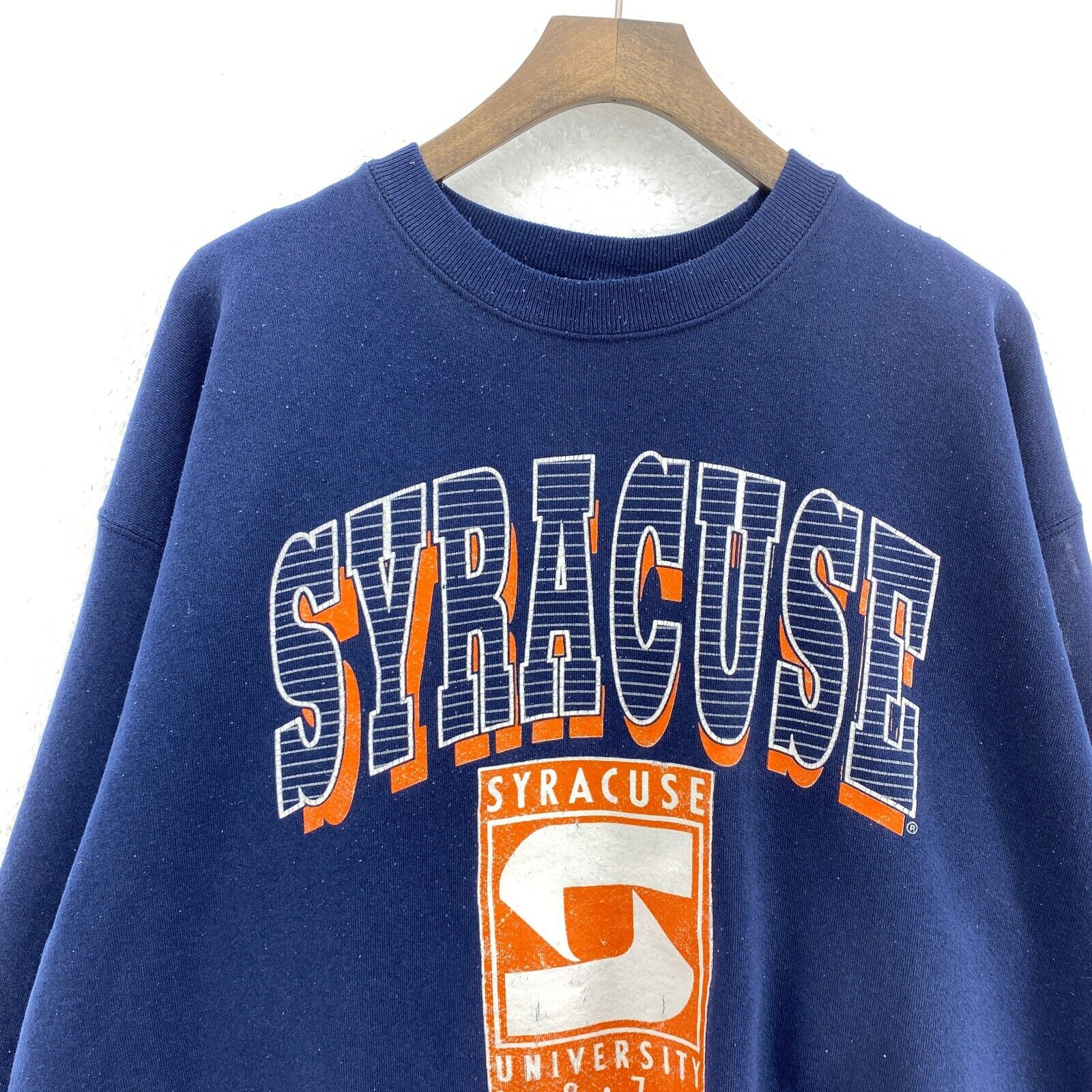 Vintage Syracuse University Logo Navy Blue Sweatshirt Size XL
