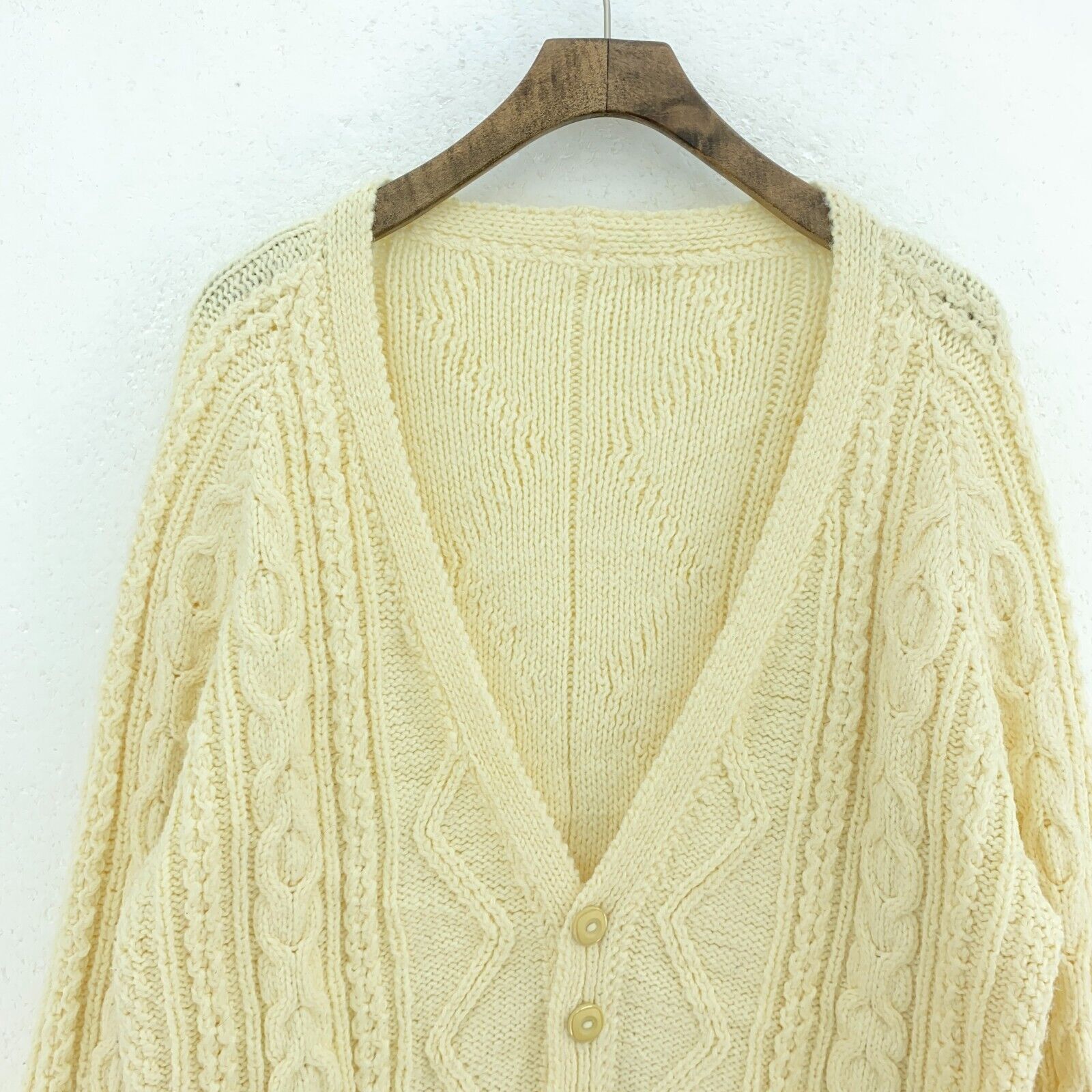 Vintage Sweater Knit 3D Size L Beige Women's