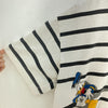 Disney Striped Mickey Mouse Donald Duck T-shirt Size M White Tee