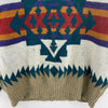 Vintage Aztec Print Crewneck Beige Knit Sweater Size M
