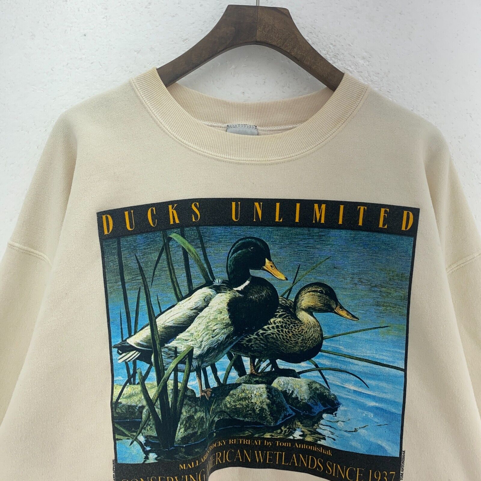 Duck Unlimited 1995 White Vintage Sweatshirt XL Crewneck