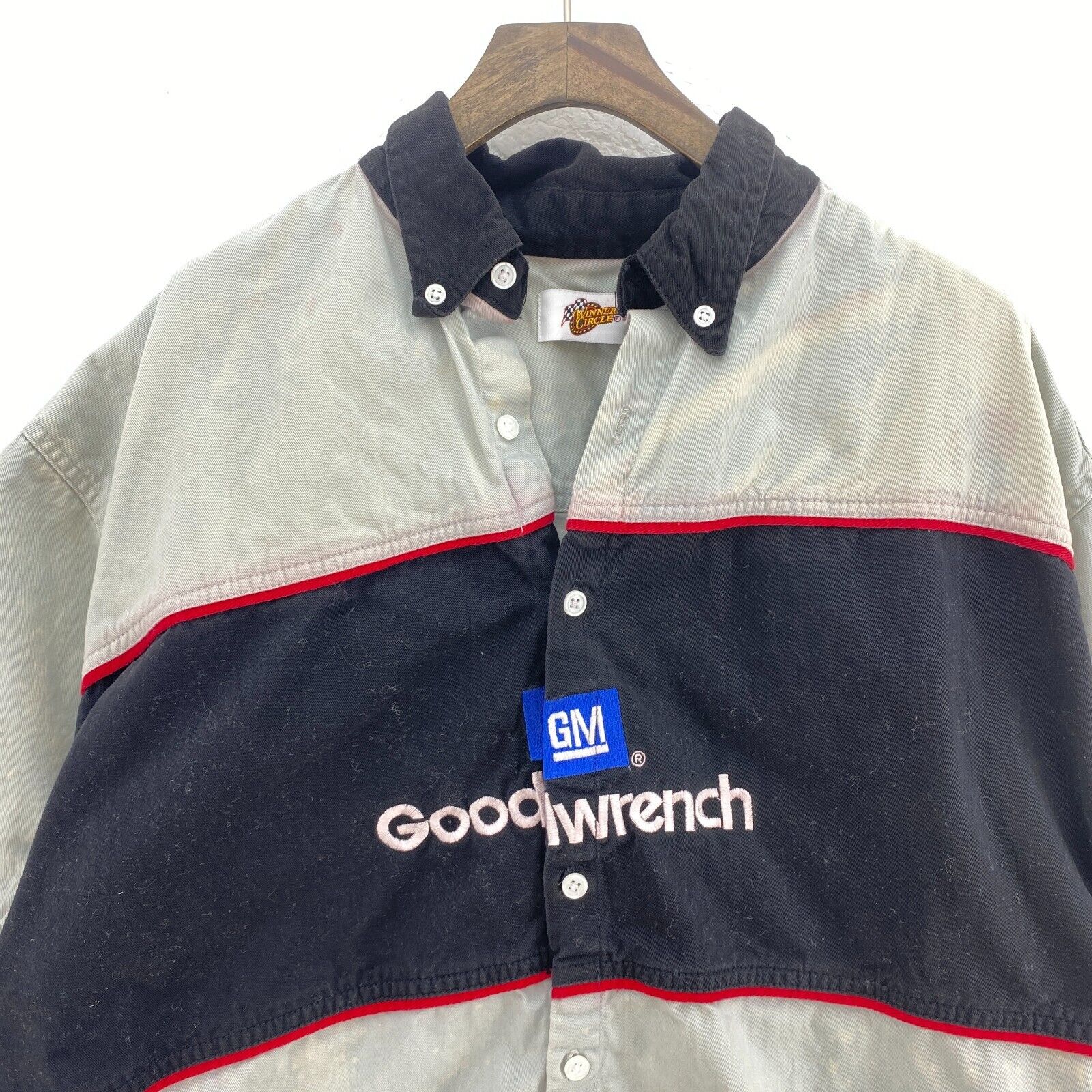 Vintage Kevin Harvick Goodwrench Winner's Circle Gray Button Up Shirt Size L