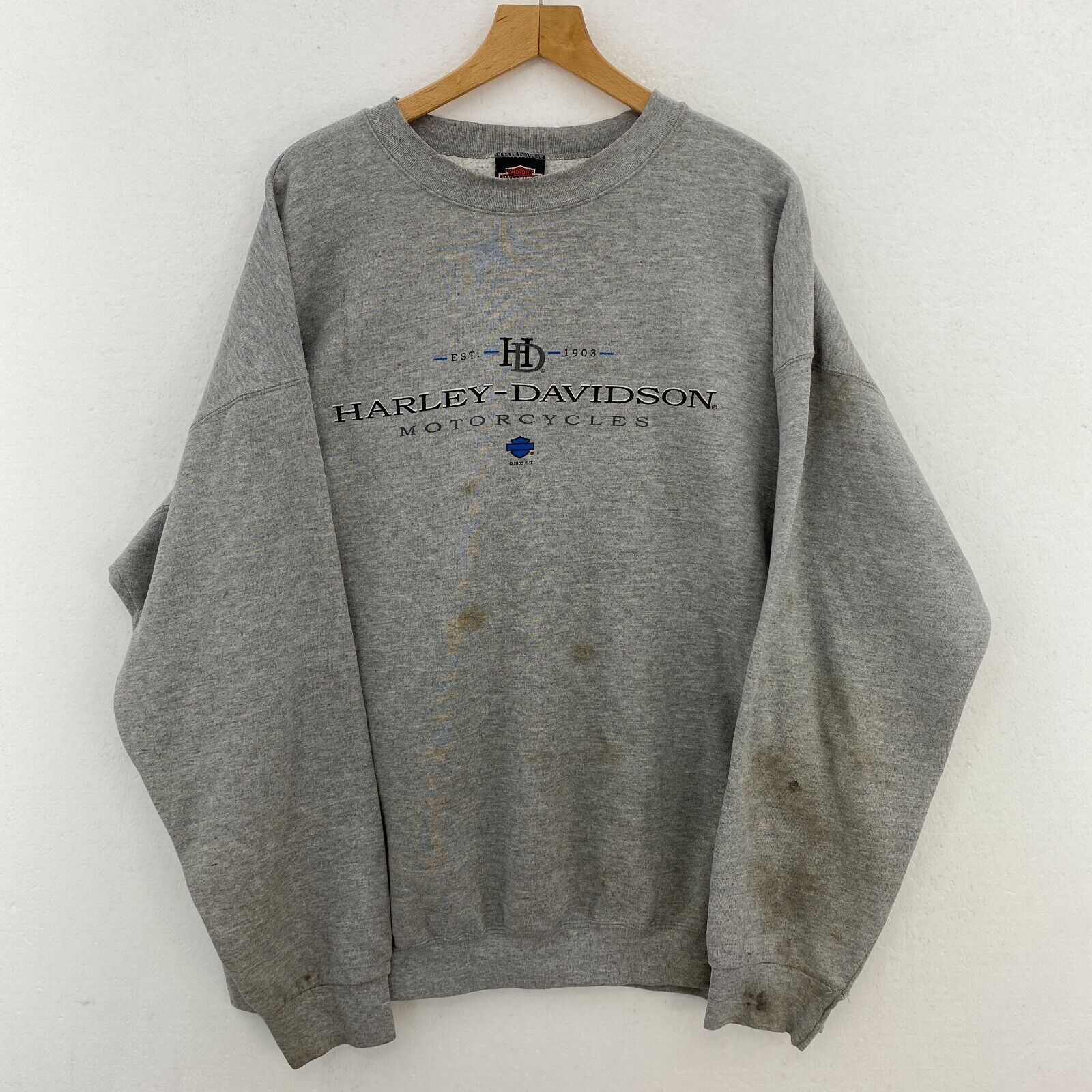 Harley Davidson Motorcycles 2000 Gray Sweatshirt Crewneck Size 3XL