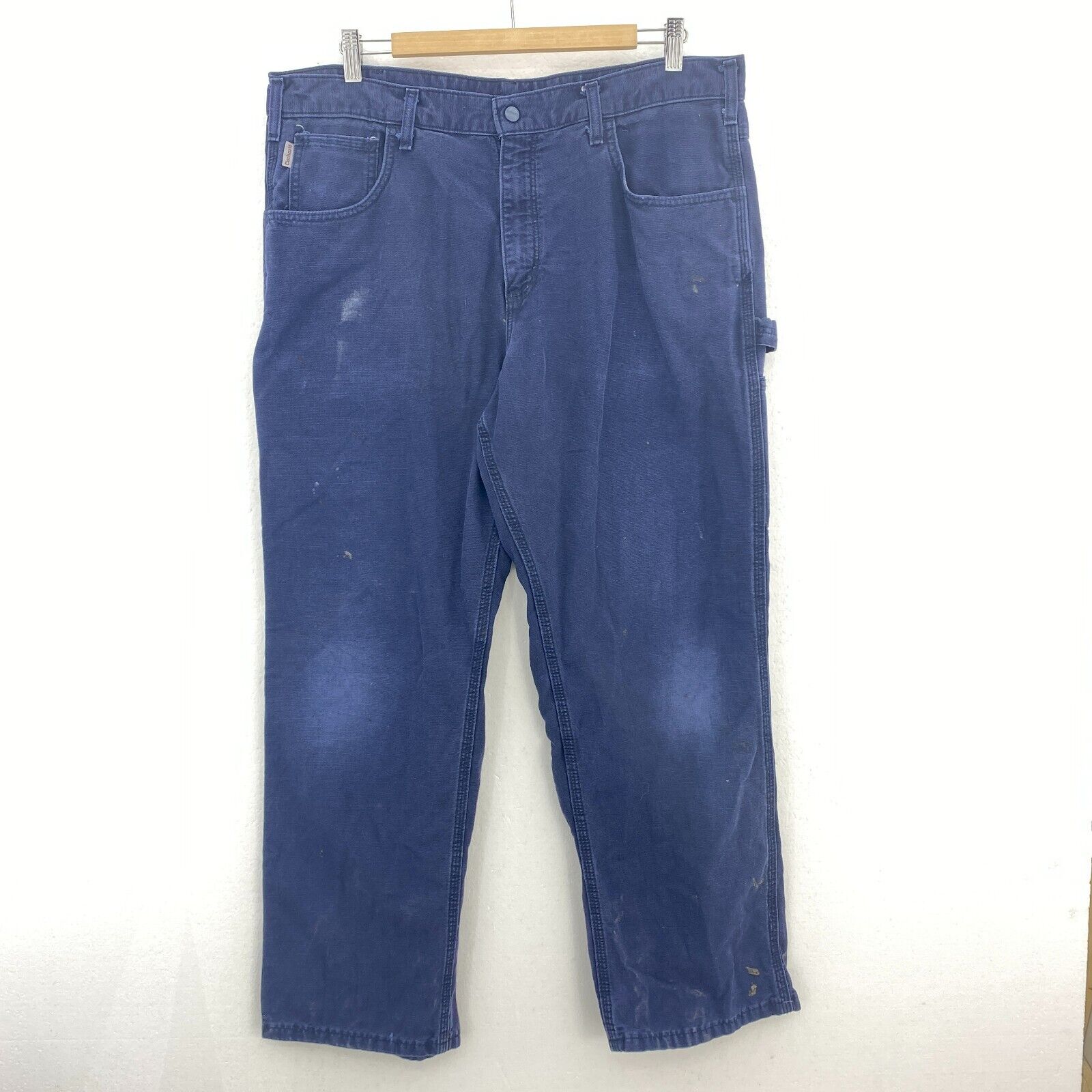Carhartt Flame Resistant Canvas Navy Blue Worker Pants Size 36 x 30