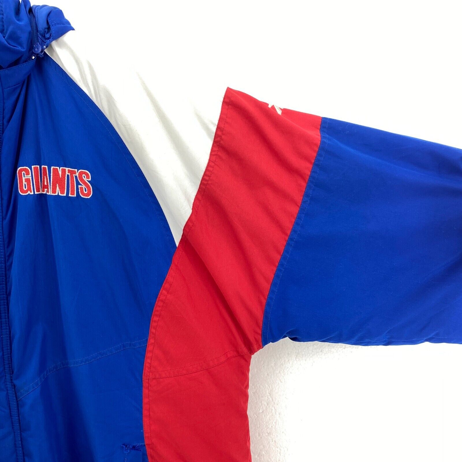 Reebok New York Giants NFL Insulated Full Zip Up Hooded Jacket Size L Blue