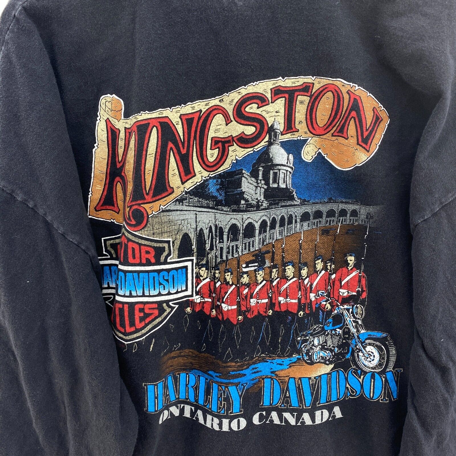 Harley Davidson Motorcycles Kingston Ontario Black Long Sleeve T-shirt Size 2XL