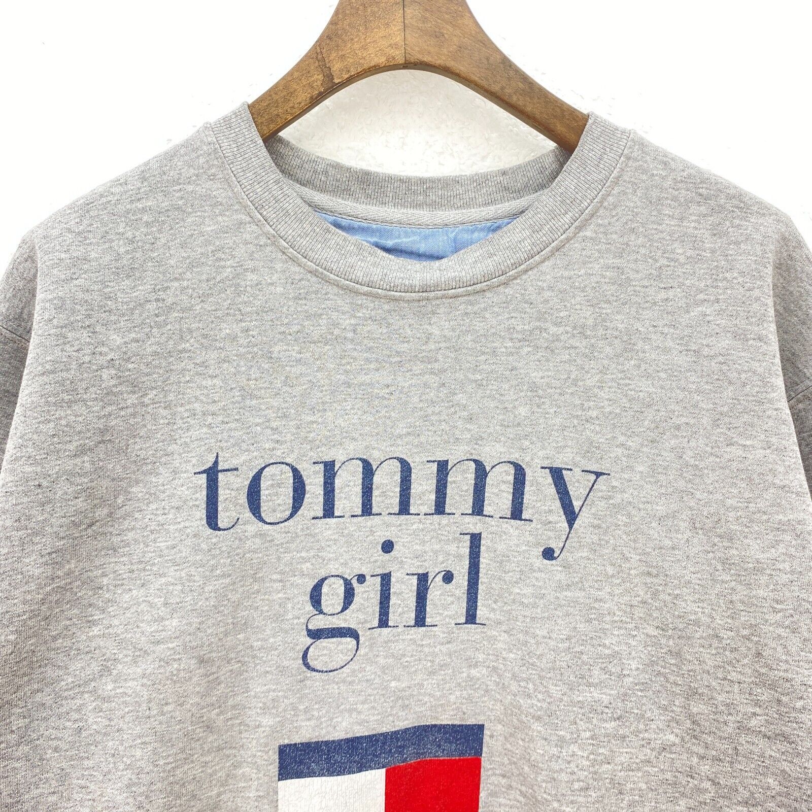 Vintage Tommy Hilfiger Tommy Girl Gray Crew Neck Sweatshirt Size M Women's