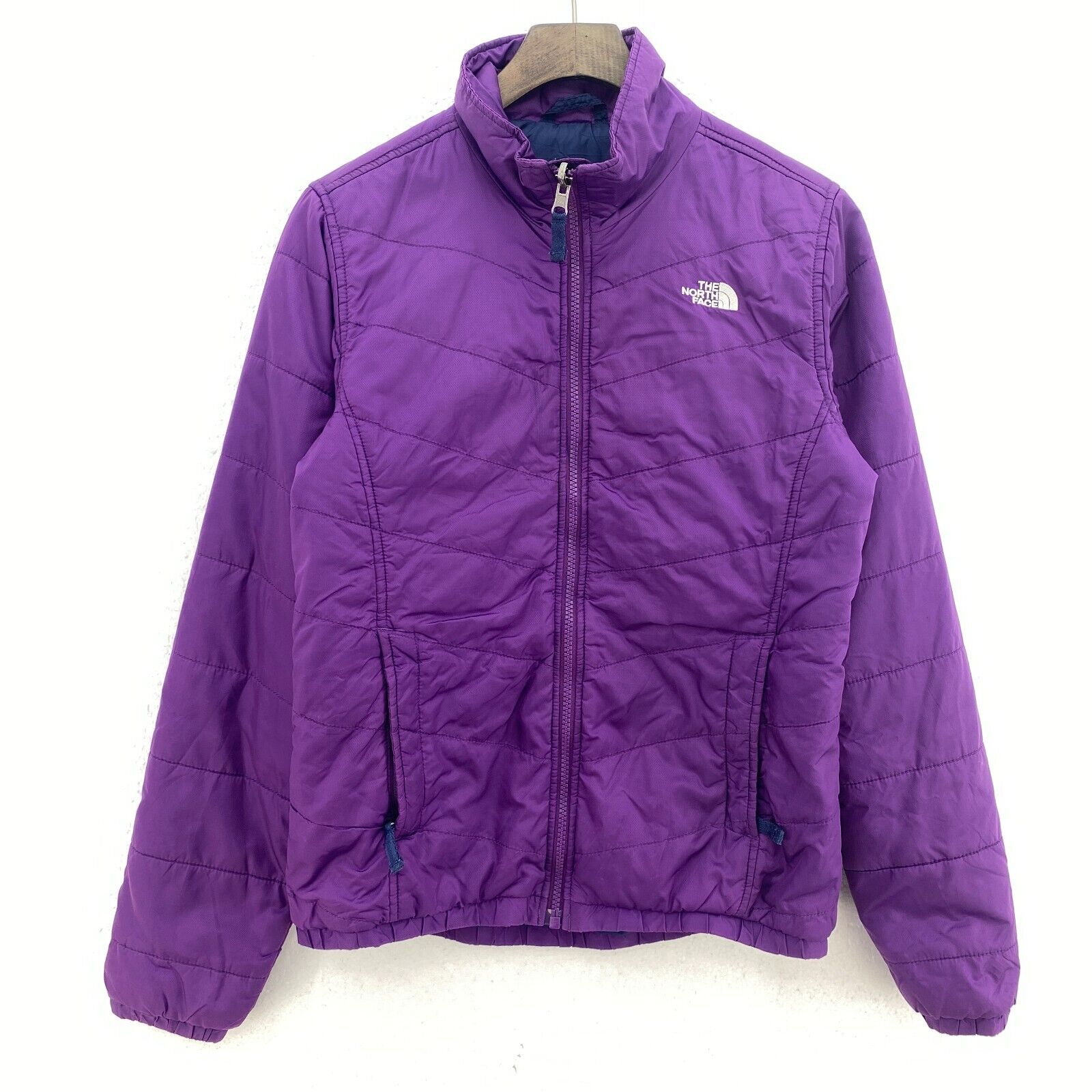 The North Face Logo Full Zip Purple Down Filled Jacket Size S Women's