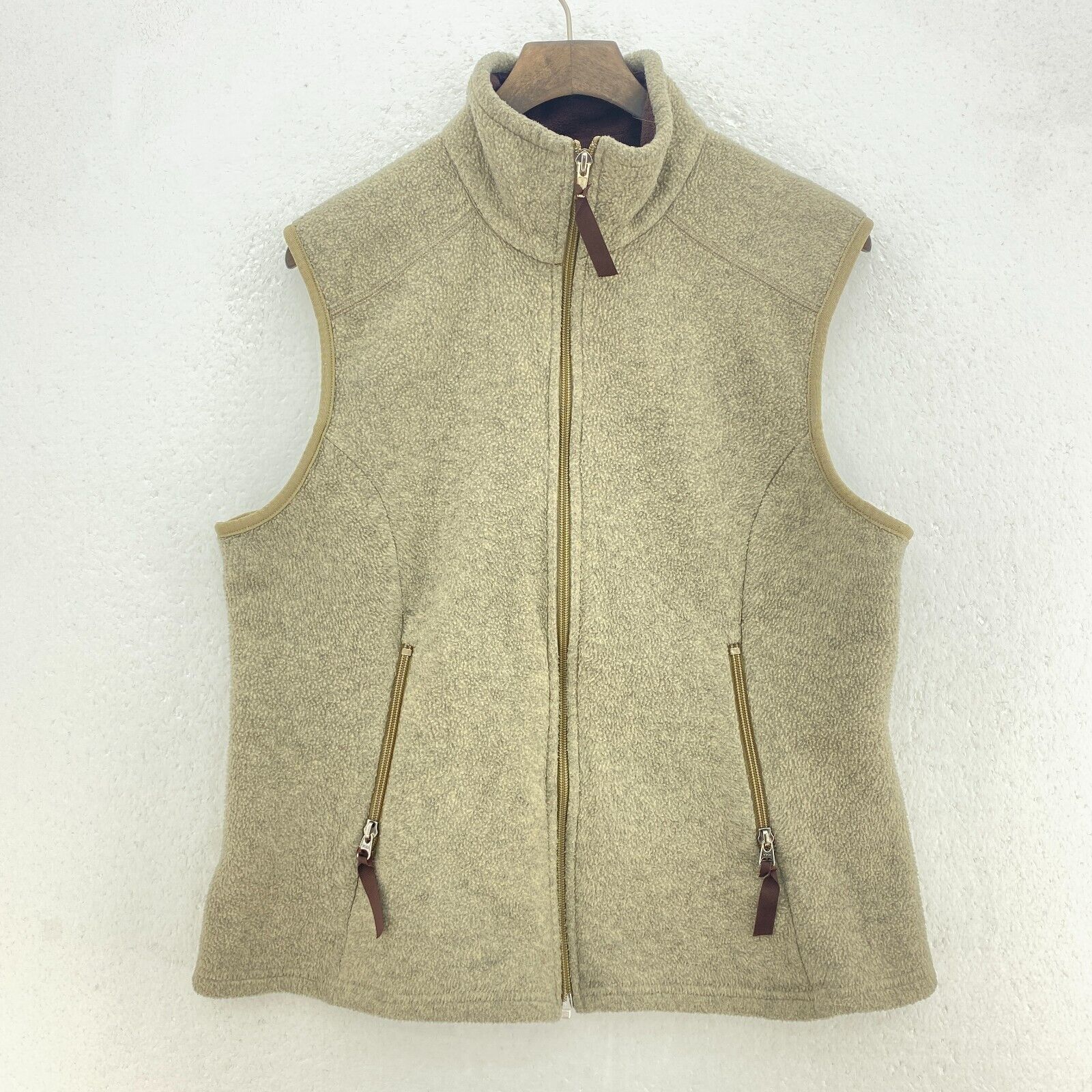 Vintage Patagonia Synchilla Full Zip Beige Fleece Vest Jacket Size L Women's