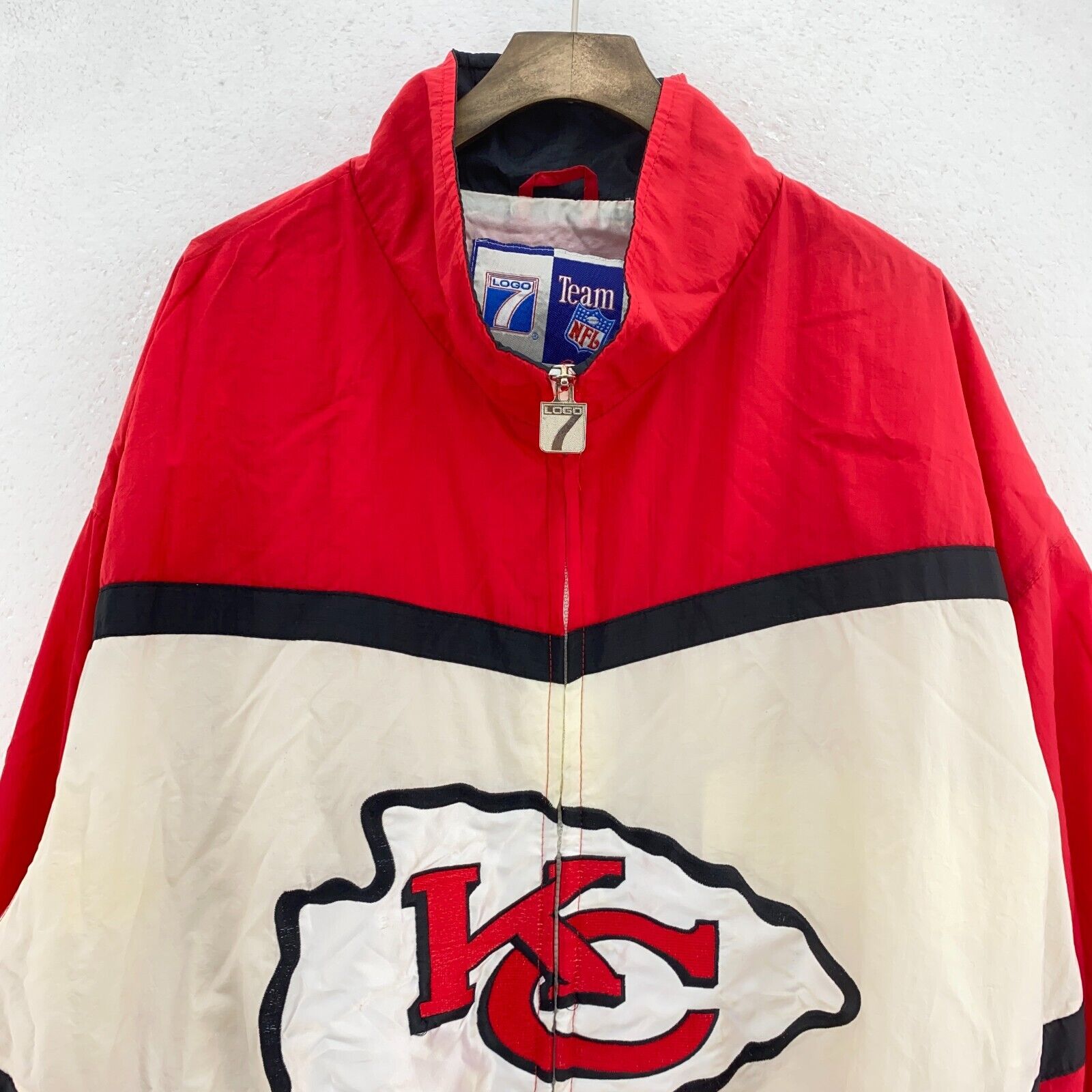 Vintage Logo 7 Kansas City Full Zip NFL Bomber Red Jacket Size L
