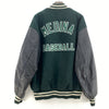 Vintage Medina Baseball Green Snapped Bomber Jacket Size 2XL Leather Sleeve