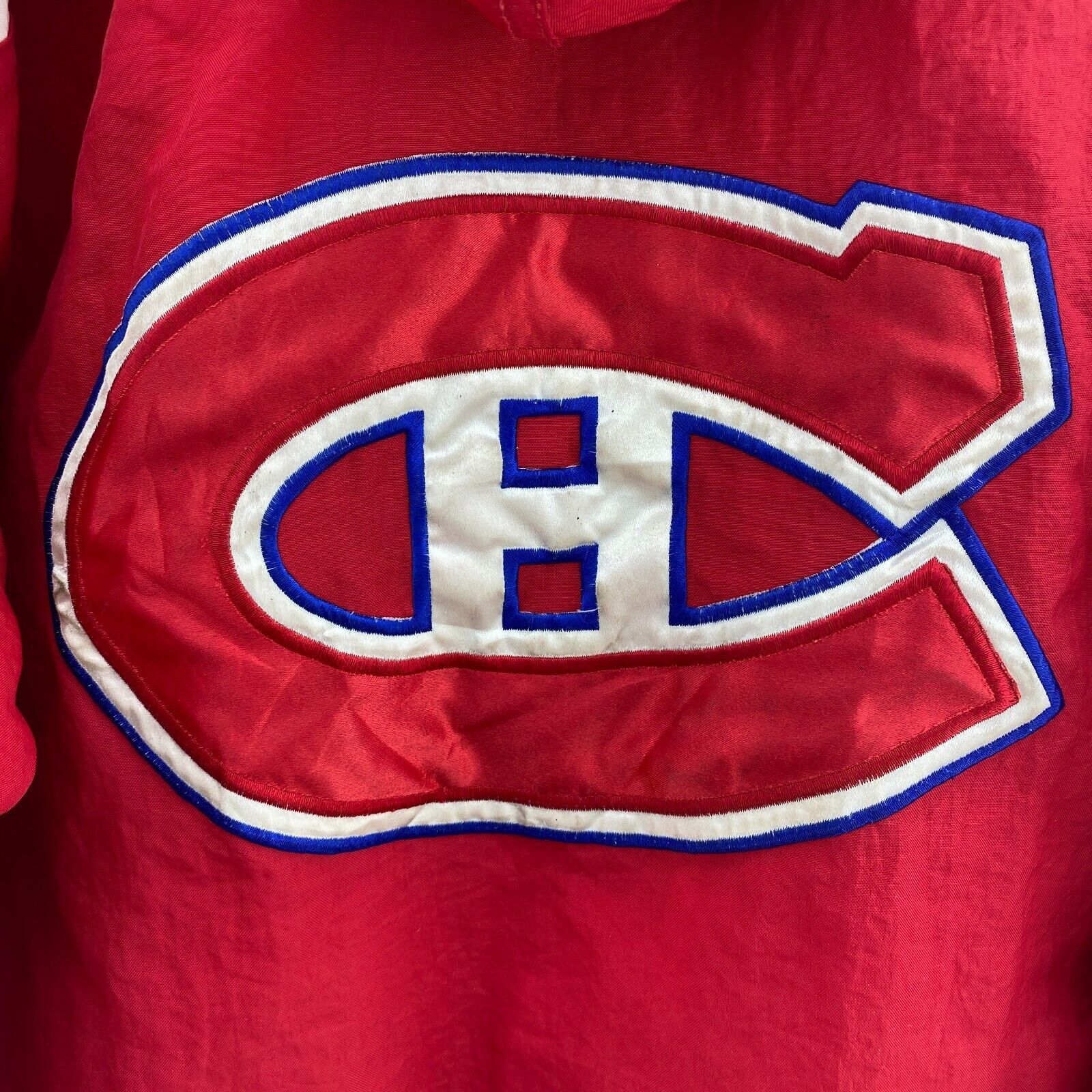 NHL Starter Montreal Canadiens Quarter Zip Hooded Red Jacket Size S