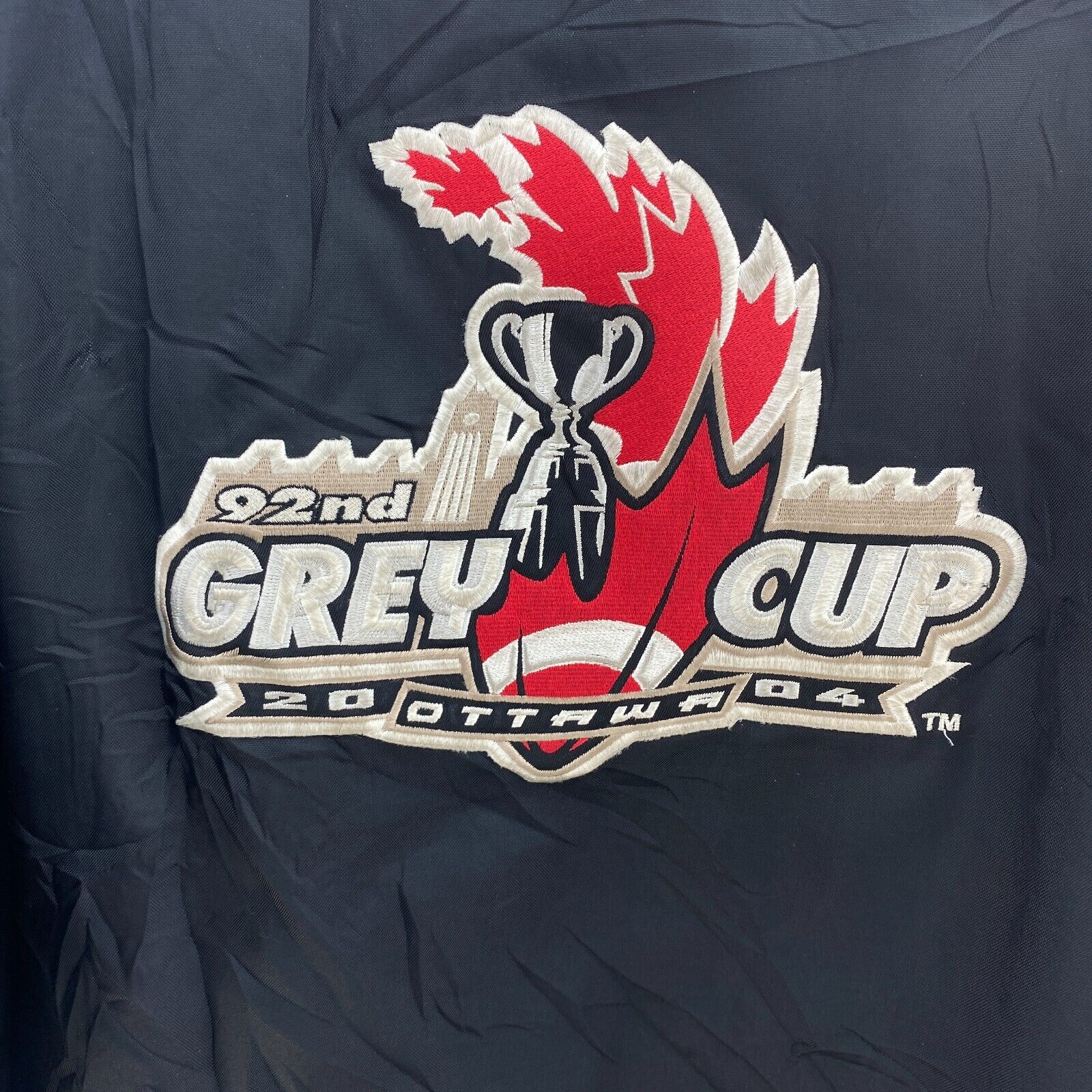Reebok 92nd Grey Cup CFL 2004 Ottawa Black Insulated Jacket Size M Full Zip Up